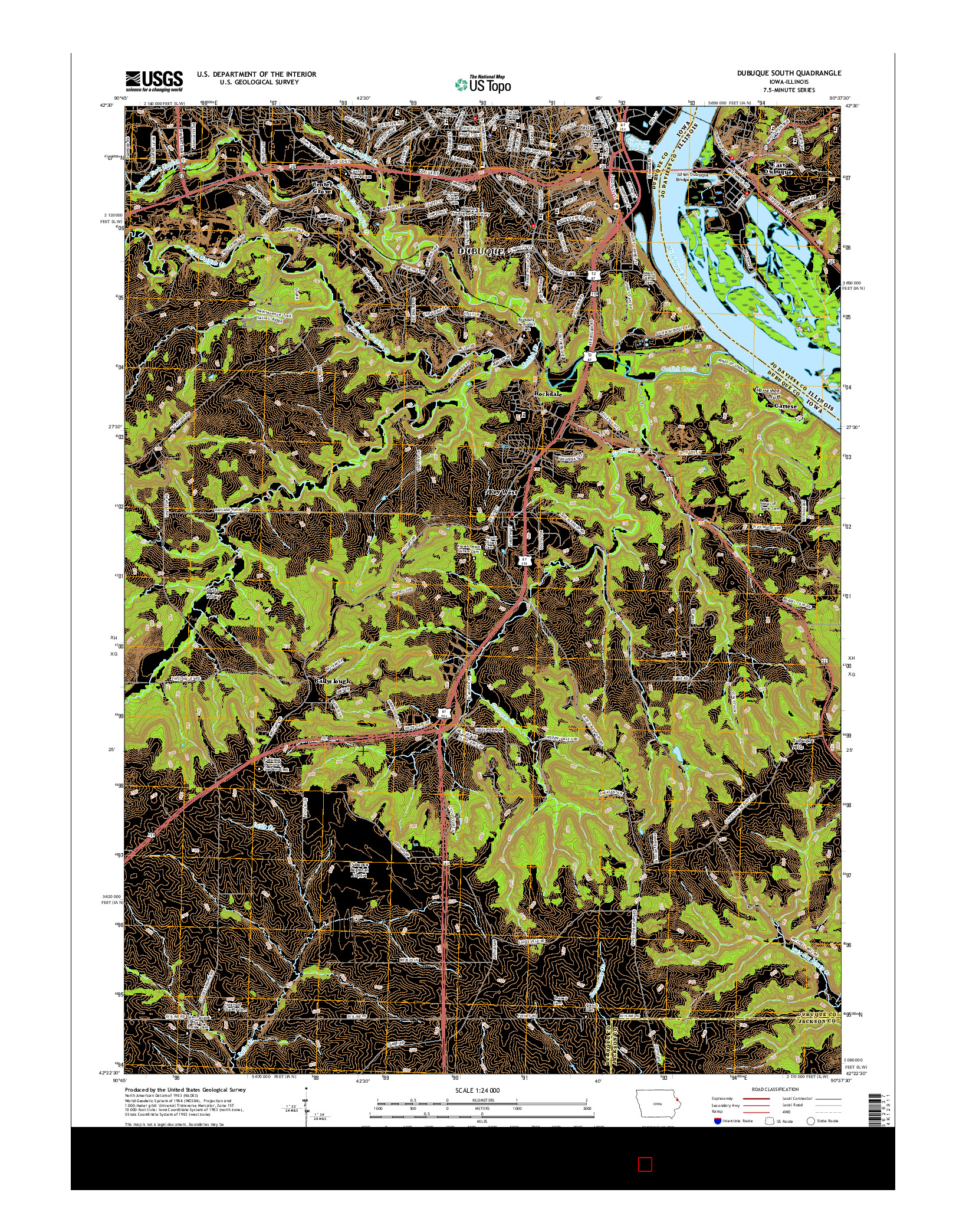 USGS US TOPO 7.5-MINUTE MAP FOR DUBUQUE SOUTH, IA-IL 2015