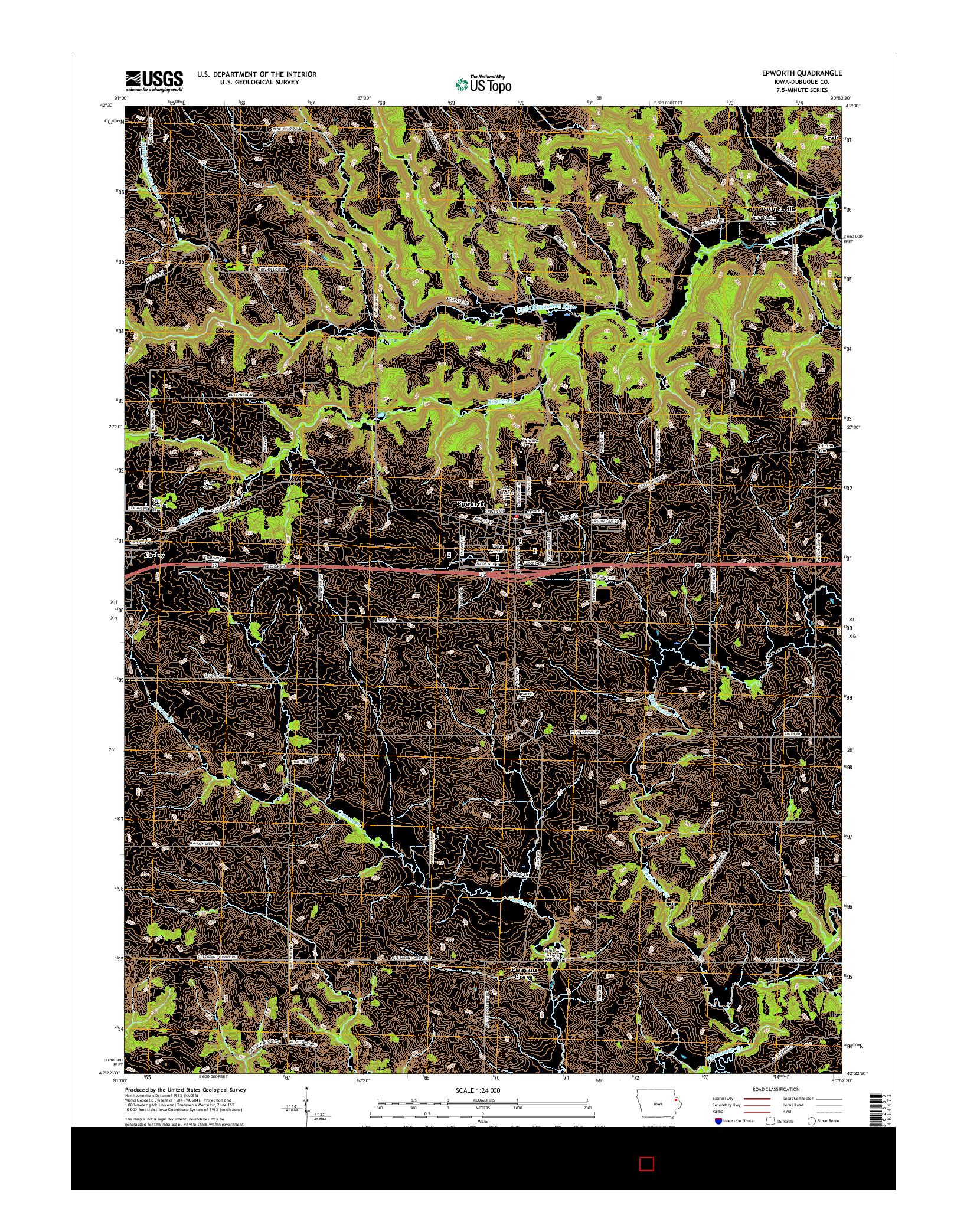 USGS US TOPO 7.5-MINUTE MAP FOR EPWORTH, IA 2015