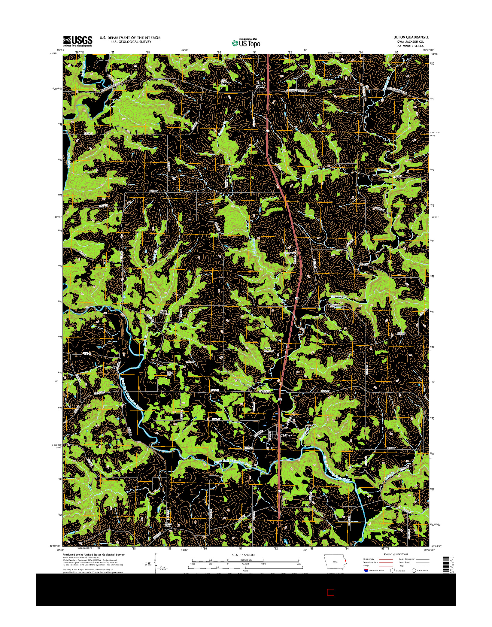 USGS US TOPO 7.5-MINUTE MAP FOR FULTON, IA 2015