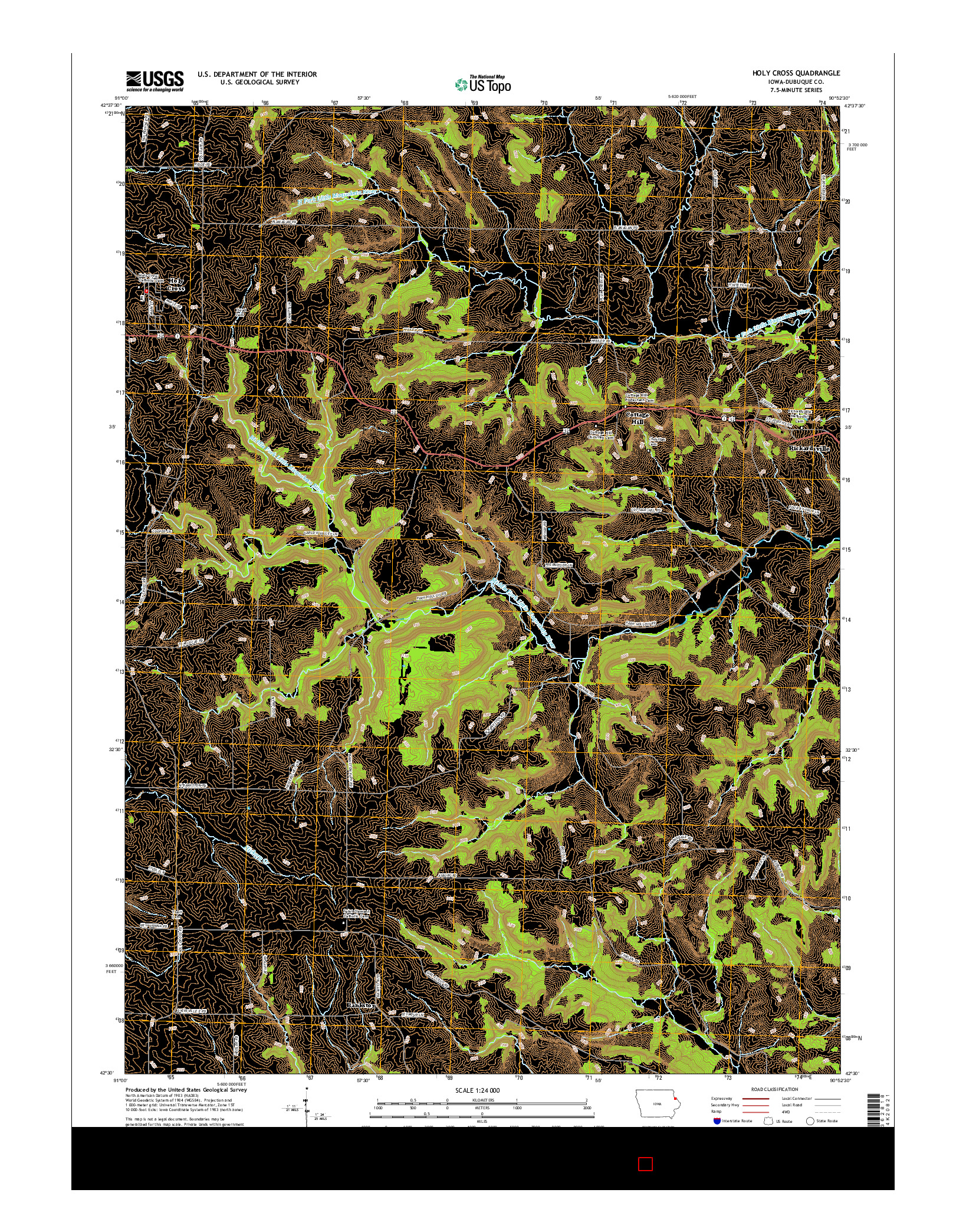 USGS US TOPO 7.5-MINUTE MAP FOR HOLY CROSS, IA 2015