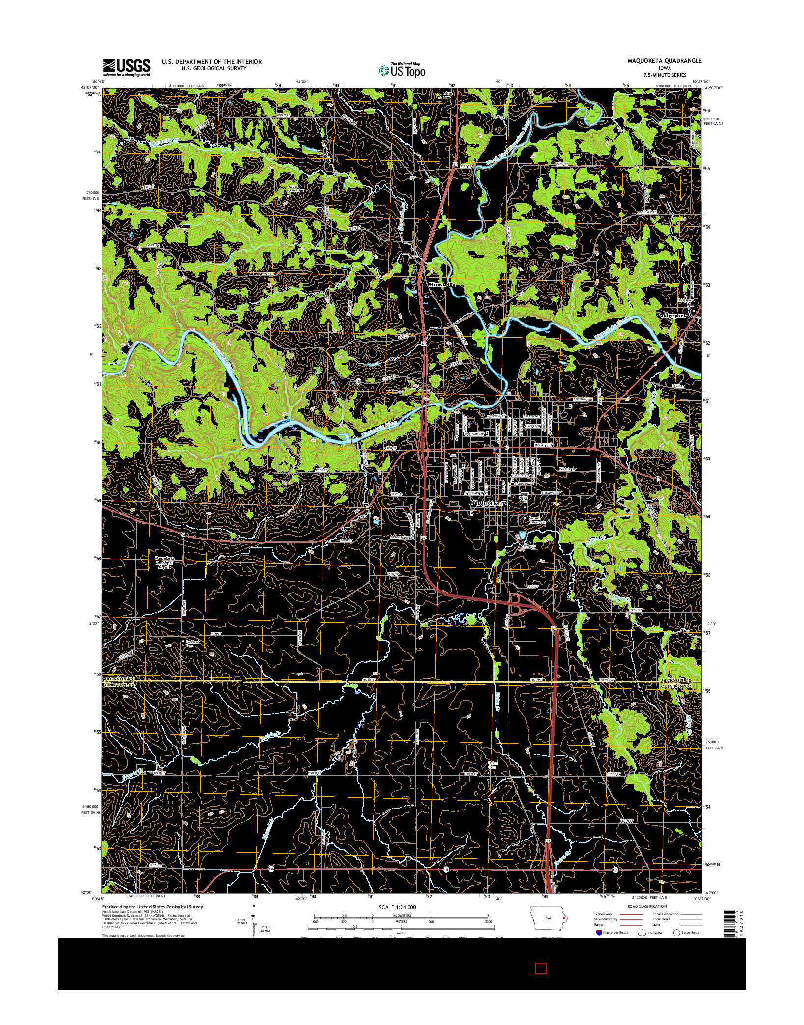 USGS US TOPO 7.5-MINUTE MAP FOR MAQUOKETA, IA 2015