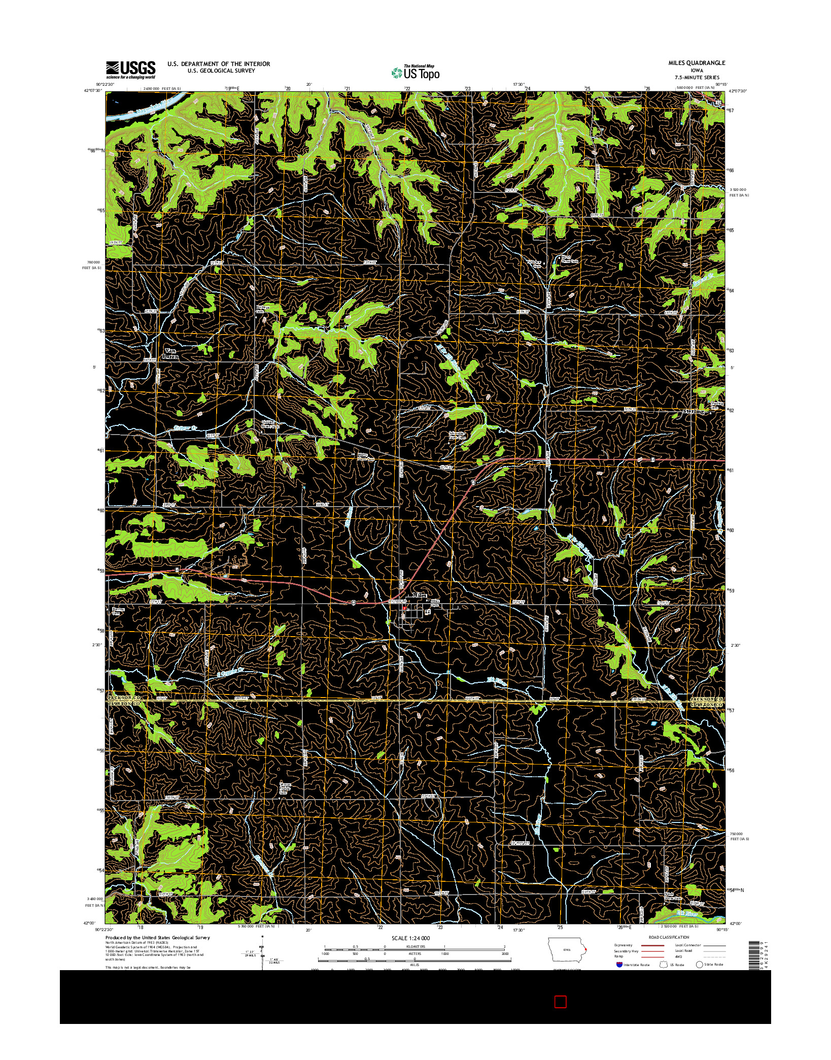 USGS US TOPO 7.5-MINUTE MAP FOR MILES, IA 2015