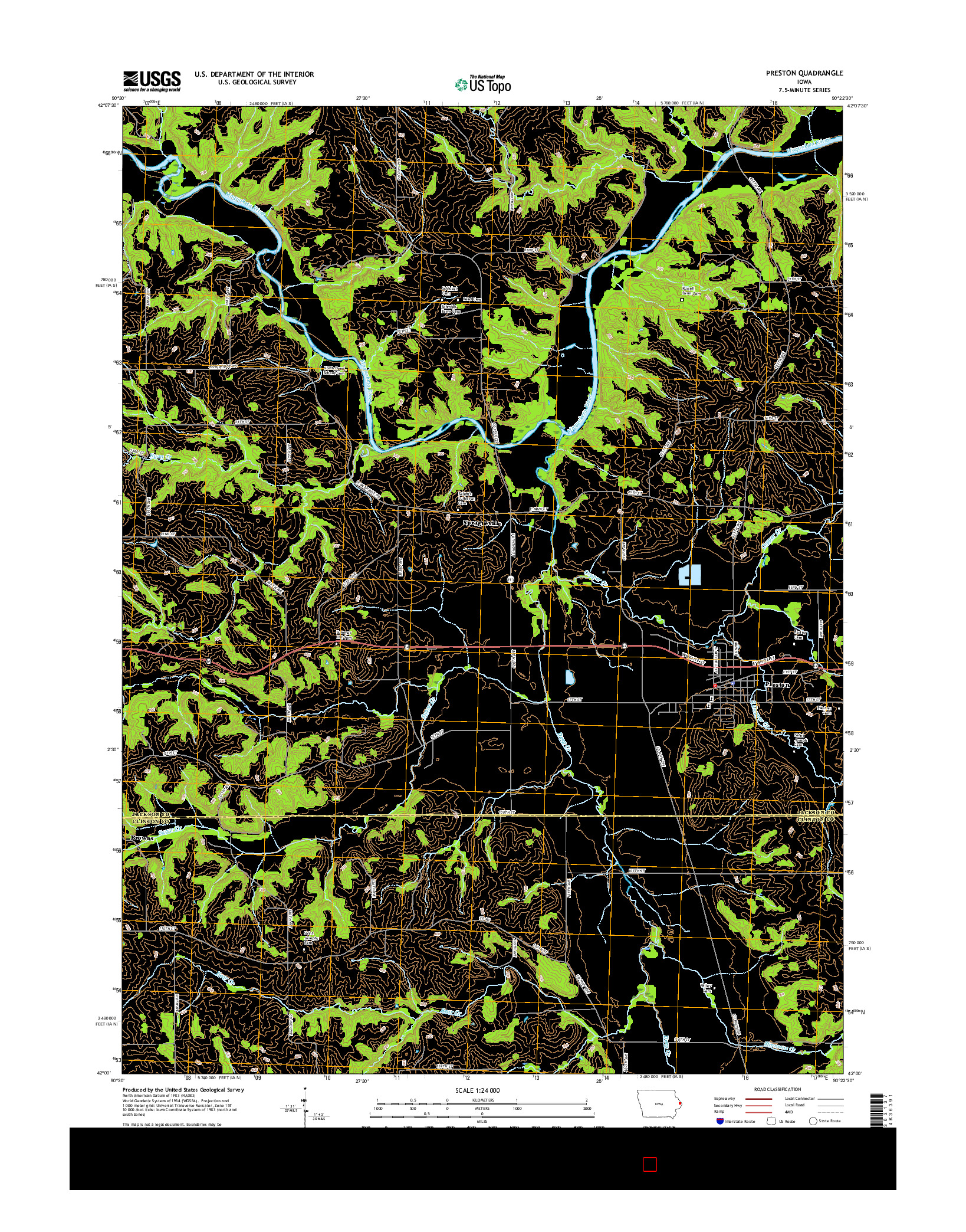 USGS US TOPO 7.5-MINUTE MAP FOR PRESTON, IA 2015
