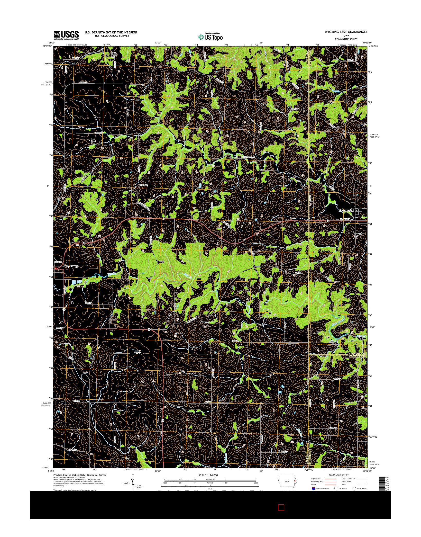 USGS US TOPO 7.5-MINUTE MAP FOR WYOMING EAST, IA 2015