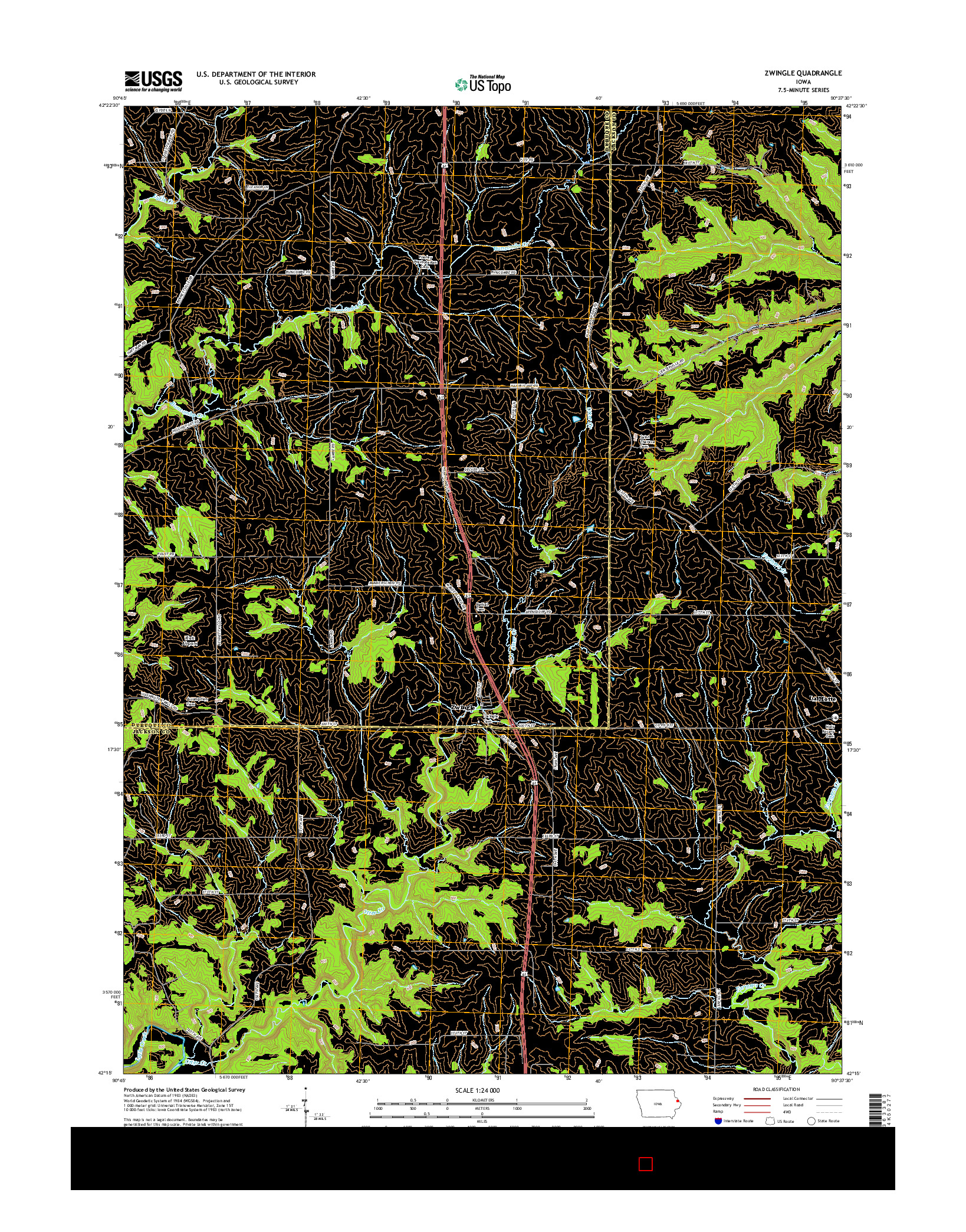 USGS US TOPO 7.5-MINUTE MAP FOR ZWINGLE, IA 2015
