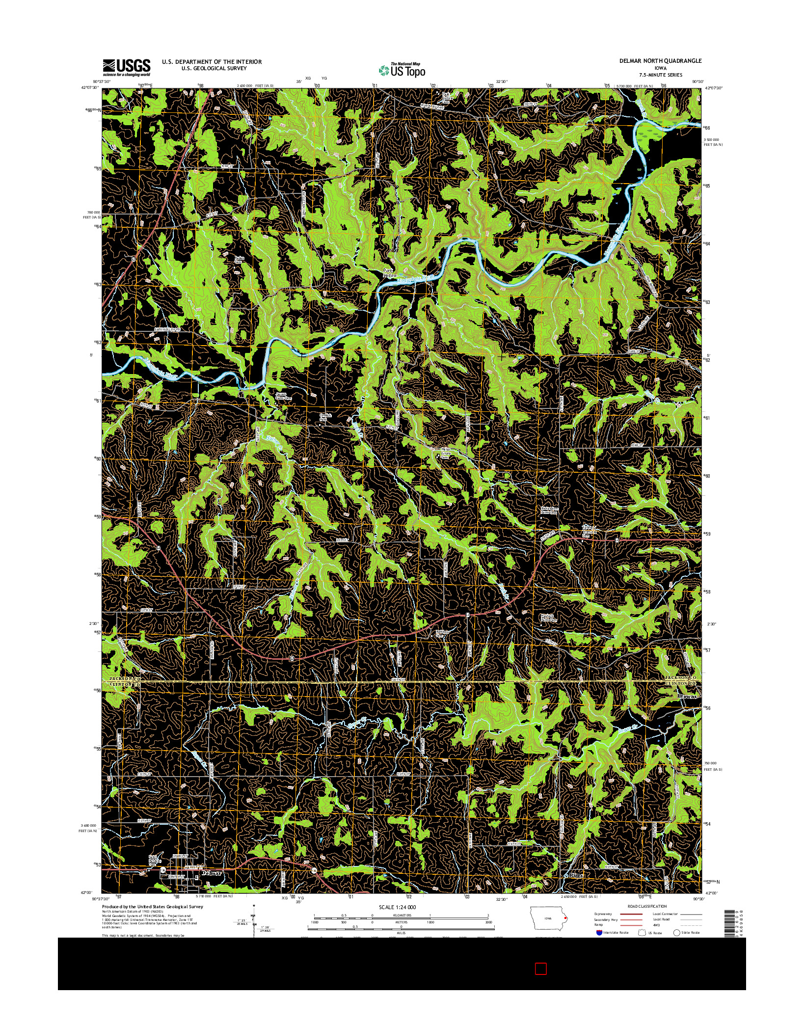 USGS US TOPO 7.5-MINUTE MAP FOR DELMAR NORTH, IA 2015