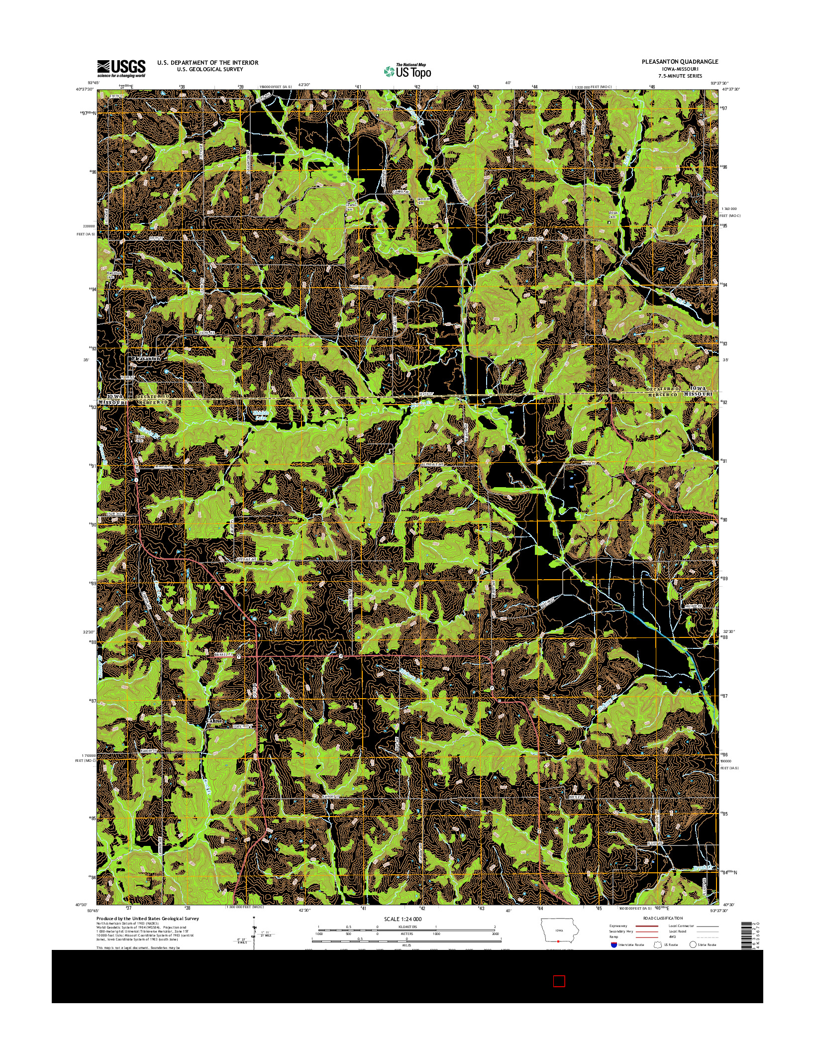 USGS US TOPO 7.5-MINUTE MAP FOR PLEASANTON, IA-MO 2015