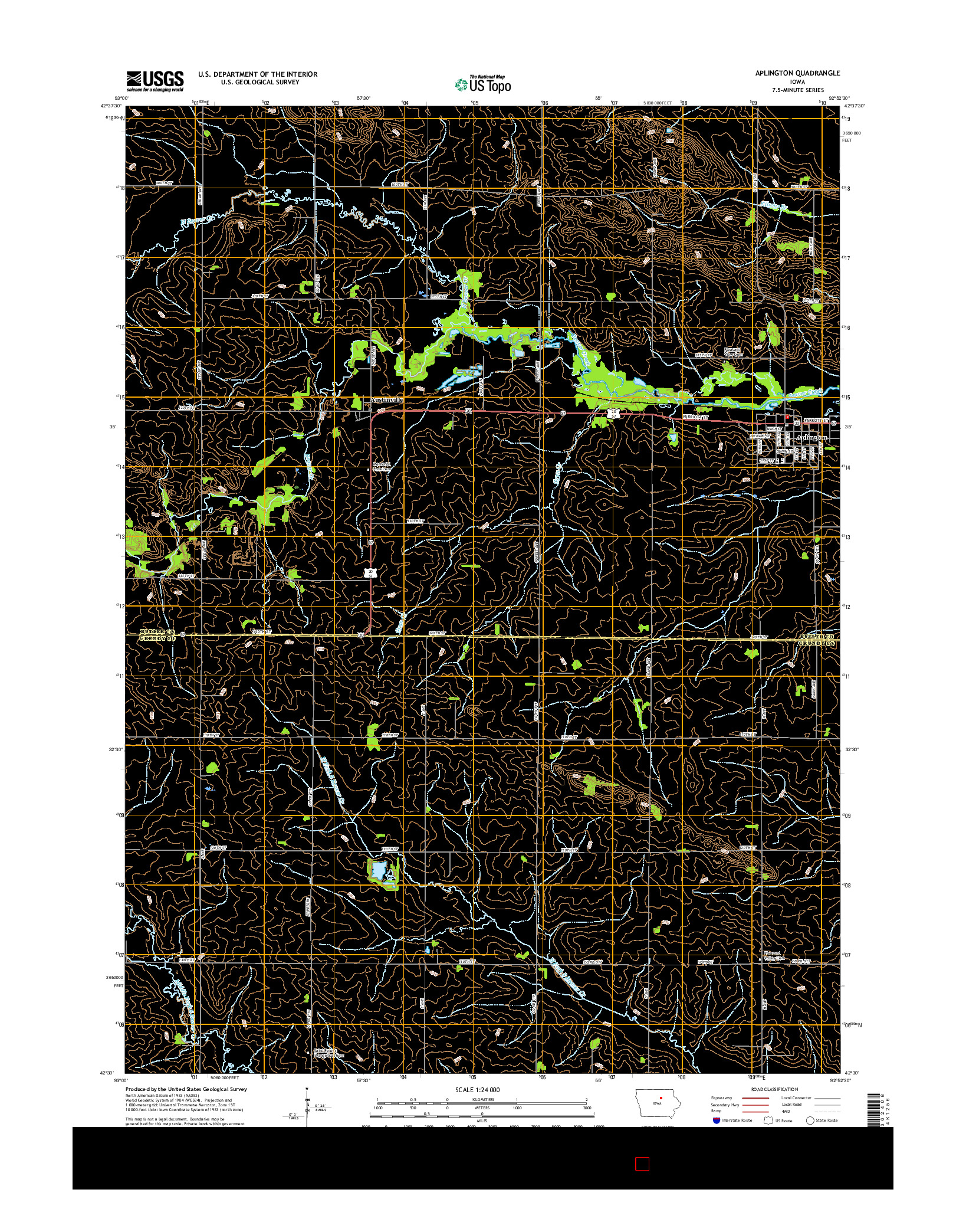 USGS US TOPO 7.5-MINUTE MAP FOR APLINGTON, IA 2015