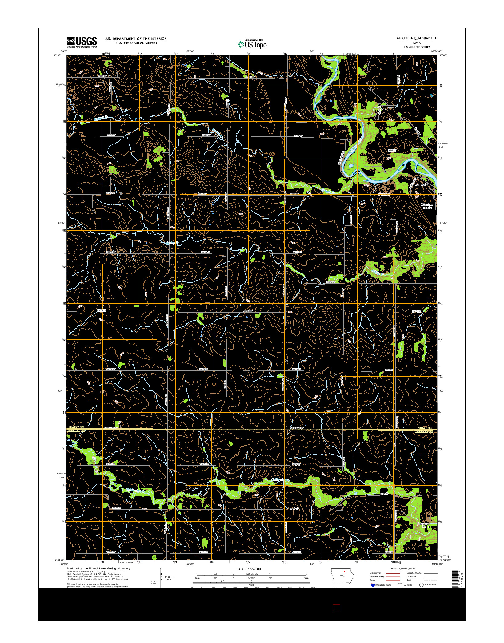 USGS US TOPO 7.5-MINUTE MAP FOR AUREOLA, IA 2015