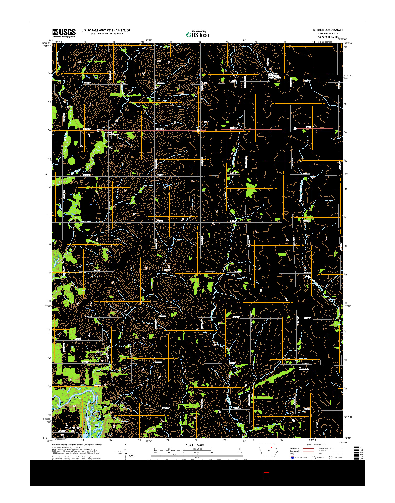 USGS US TOPO 7.5-MINUTE MAP FOR BREMER, IA 2015