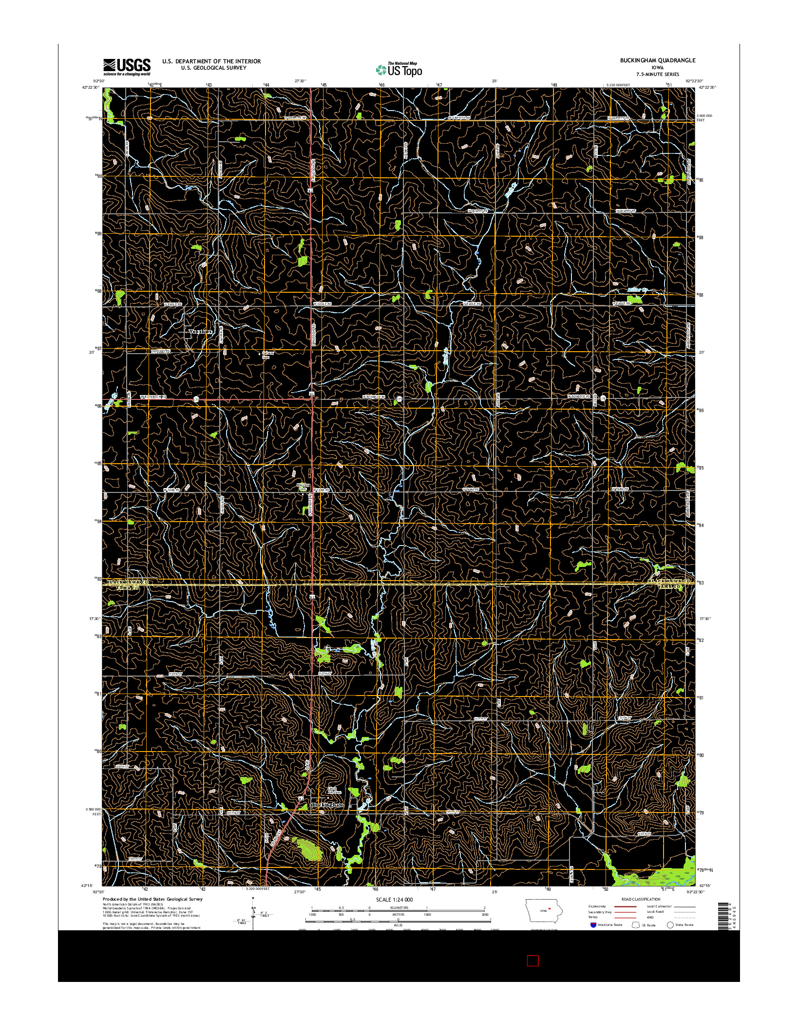 USGS US TOPO 7.5-MINUTE MAP FOR BUCKINGHAM, IA 2015
