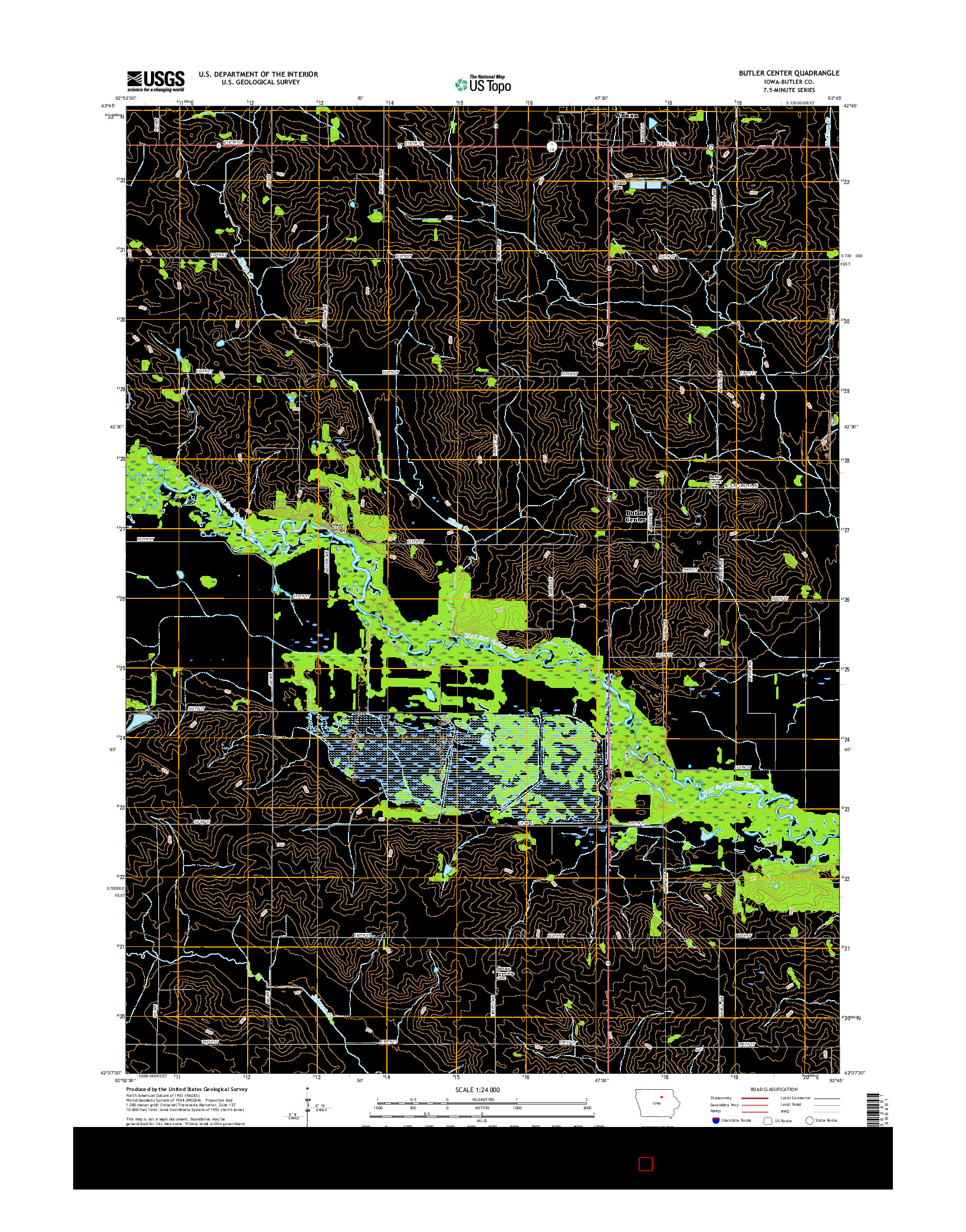 USGS US TOPO 7.5-MINUTE MAP FOR BUTLER CENTER, IA 2015