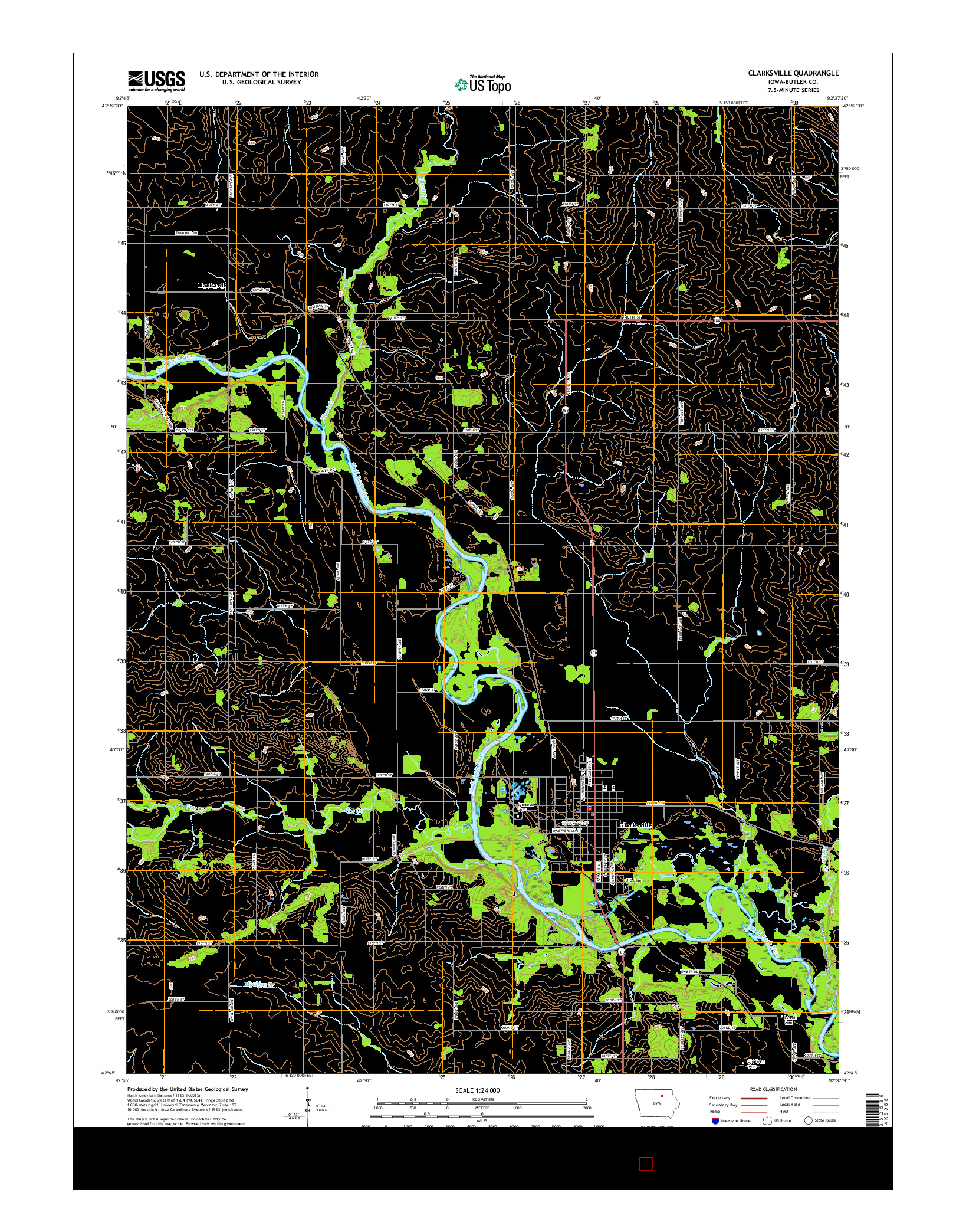 USGS US TOPO 7.5-MINUTE MAP FOR CLARKSVILLE, IA 2015