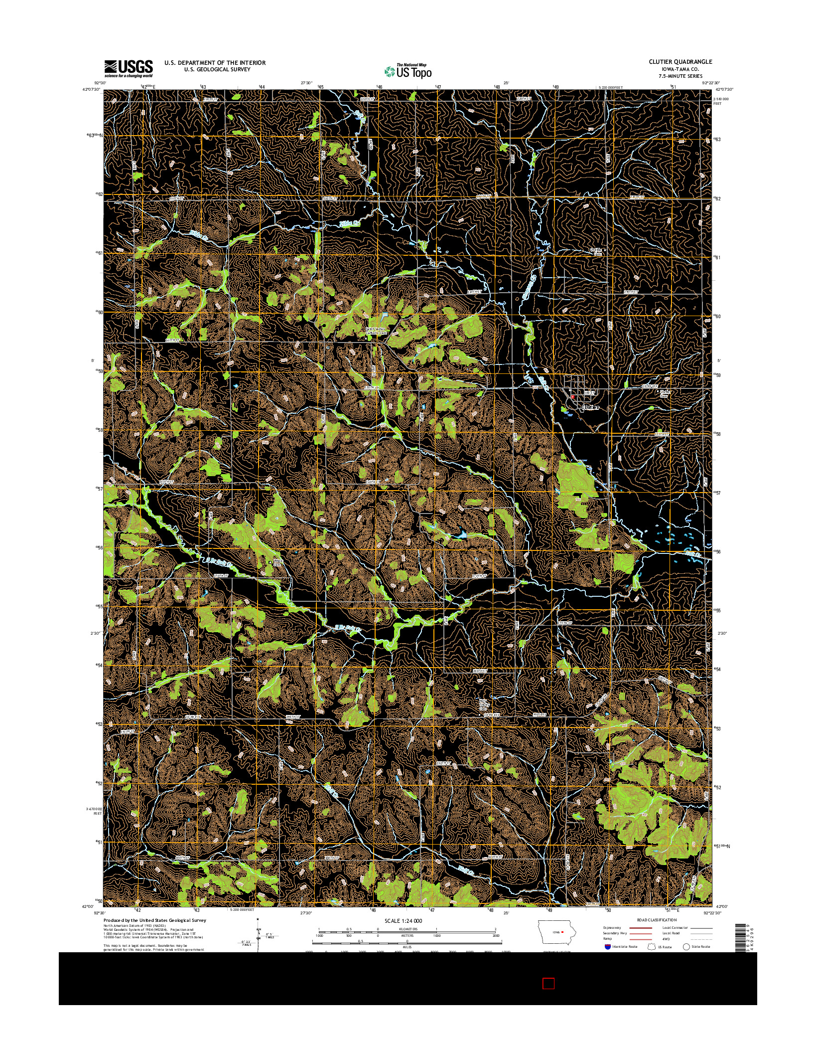 USGS US TOPO 7.5-MINUTE MAP FOR CLUTIER, IA 2015
