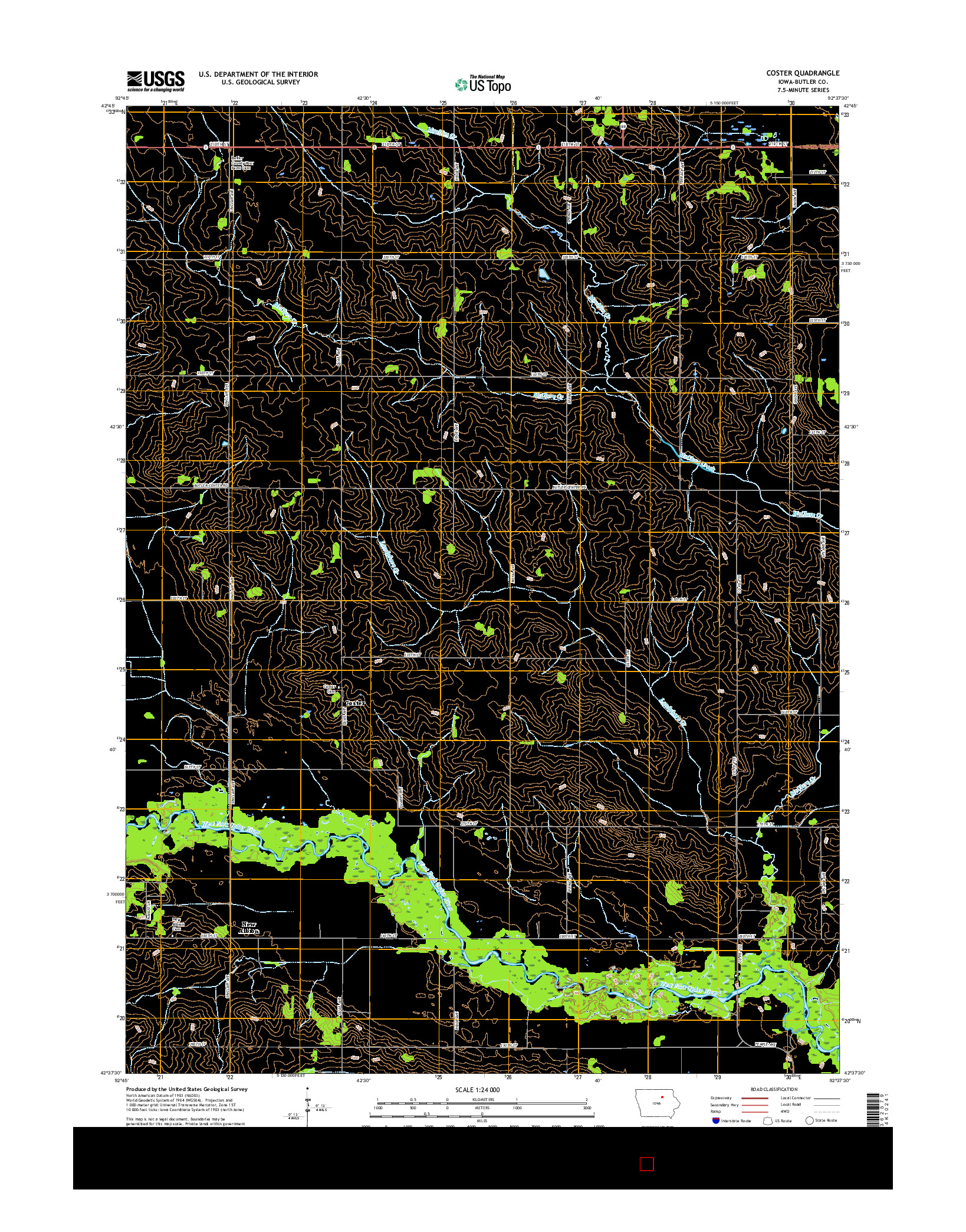 USGS US TOPO 7.5-MINUTE MAP FOR COSTER, IA 2015