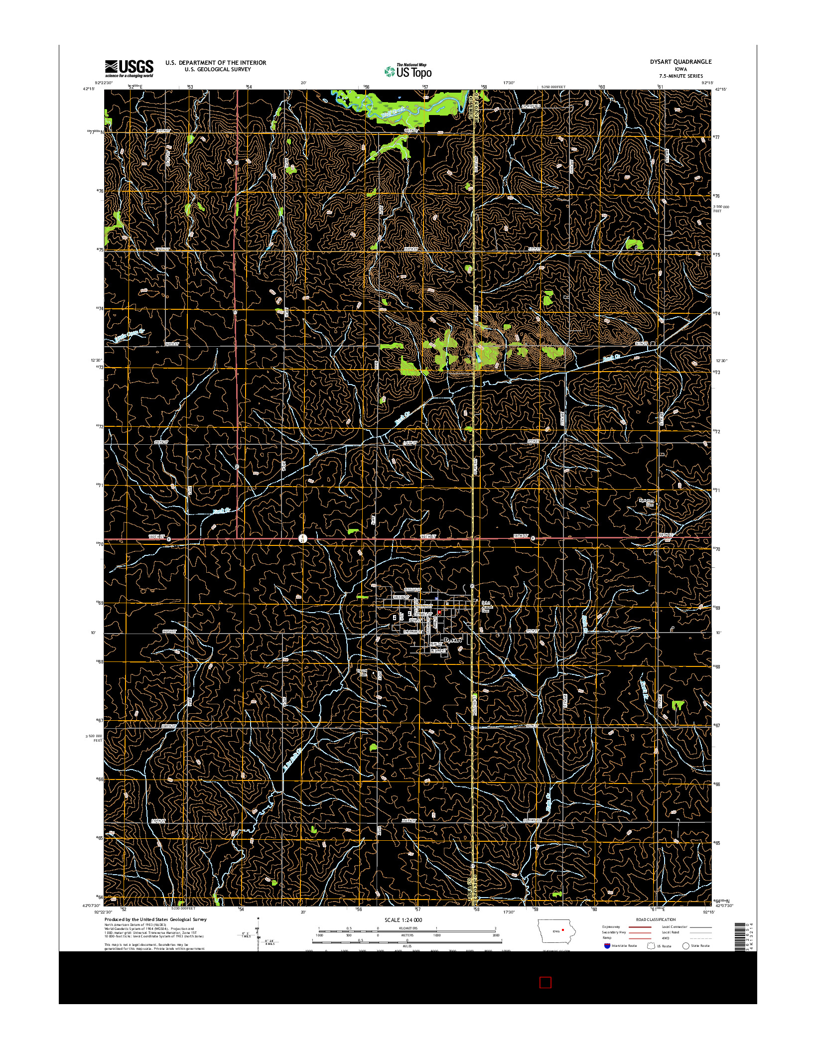 USGS US TOPO 7.5-MINUTE MAP FOR DYSART, IA 2015