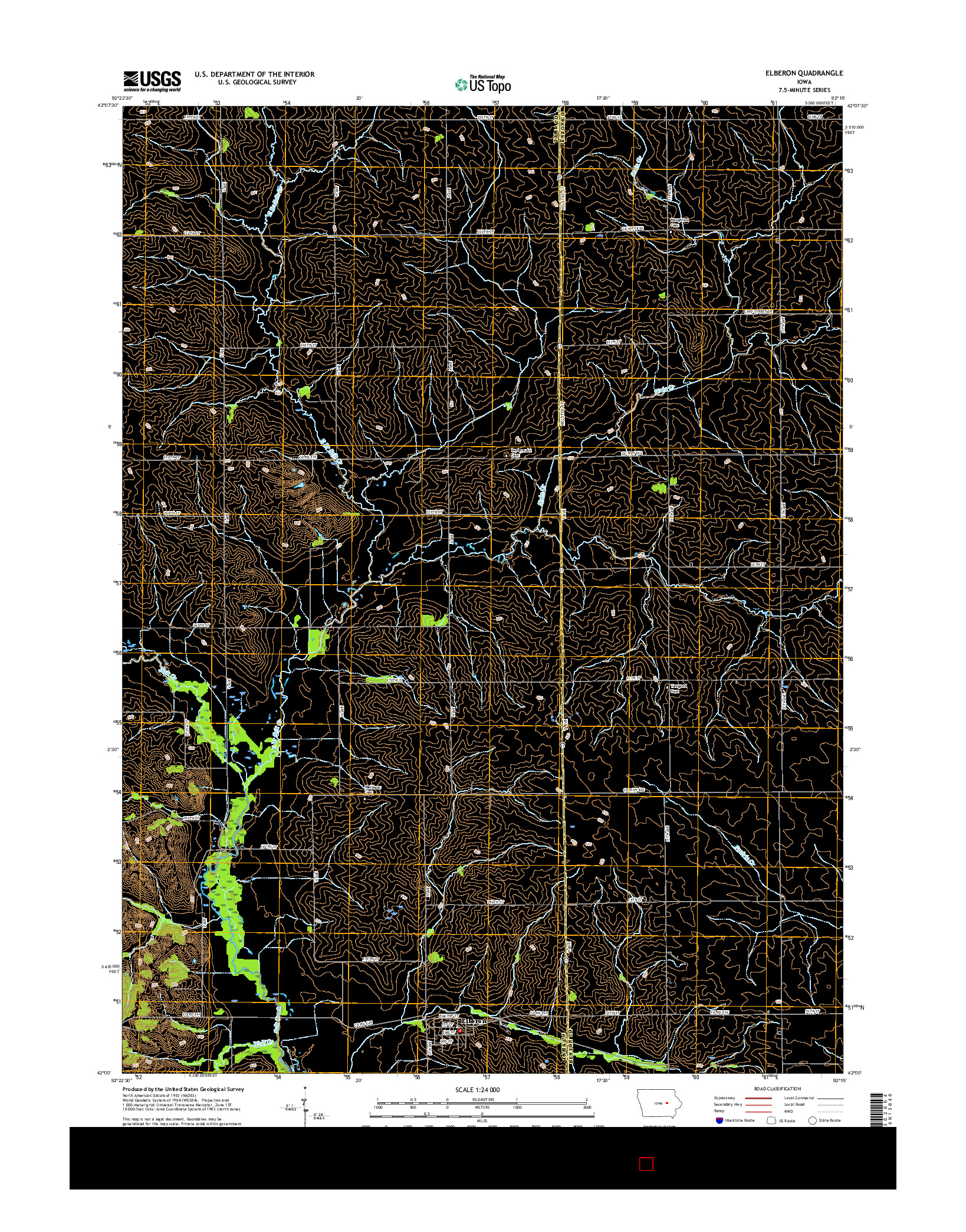 USGS US TOPO 7.5-MINUTE MAP FOR ELBERON, IA 2015