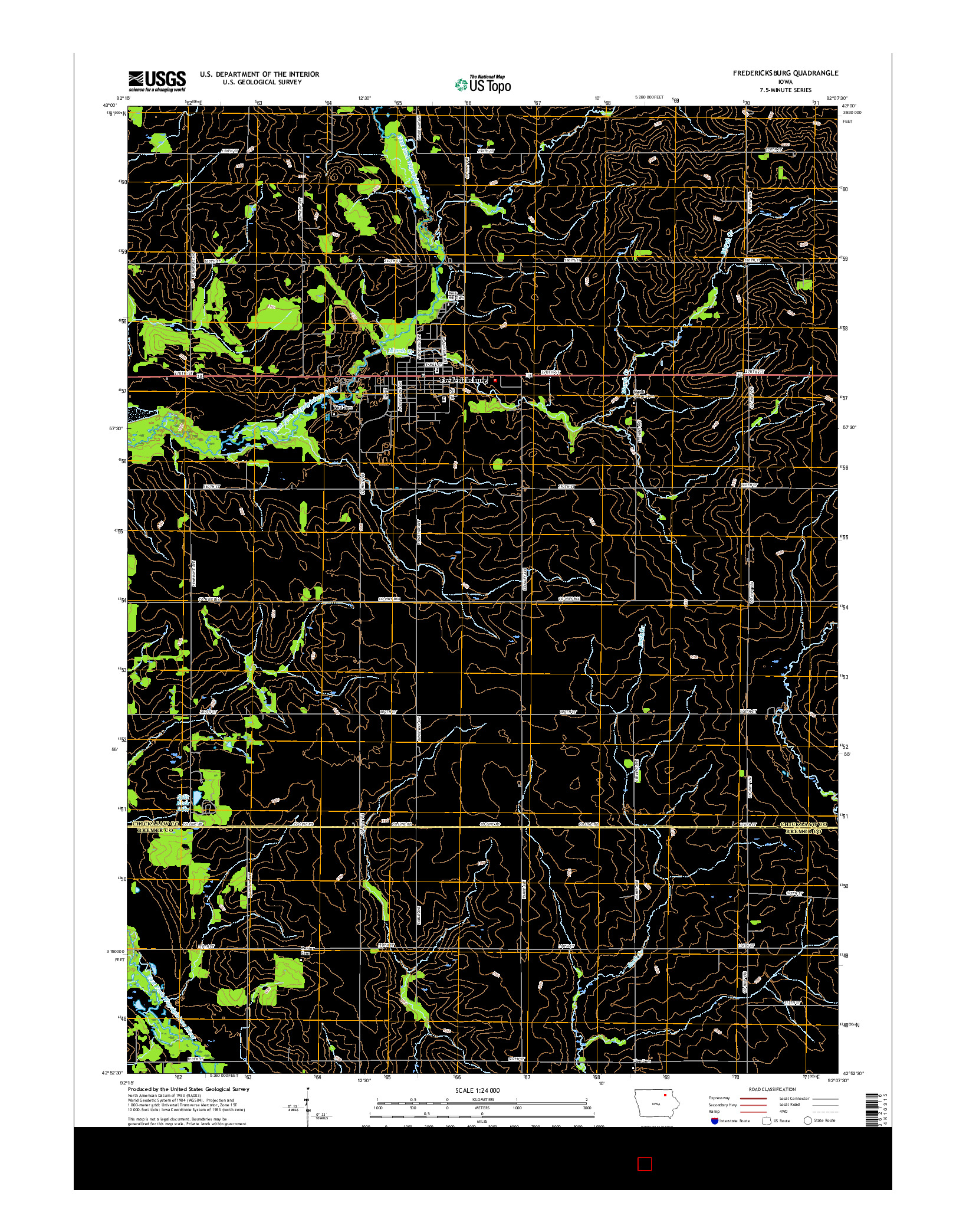 USGS US TOPO 7.5-MINUTE MAP FOR FREDERICKSBURG, IA 2015