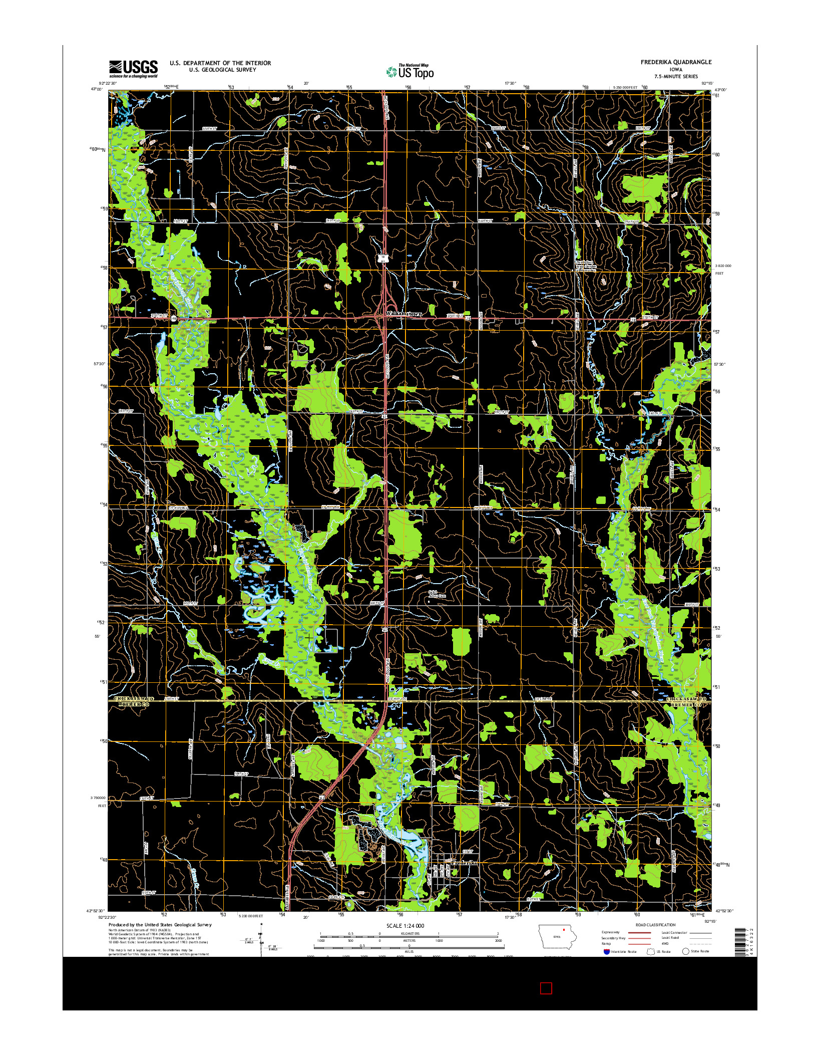 USGS US TOPO 7.5-MINUTE MAP FOR FREDERIKA, IA 2015