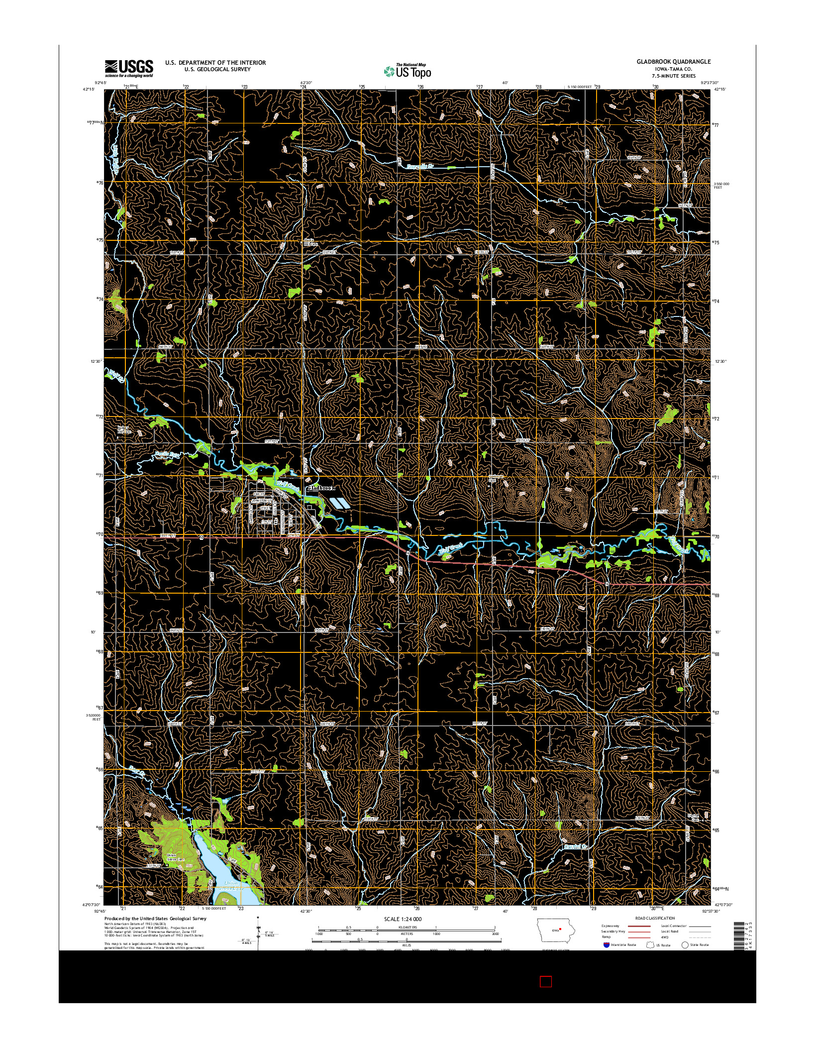 USGS US TOPO 7.5-MINUTE MAP FOR GLADBROOK, IA 2015