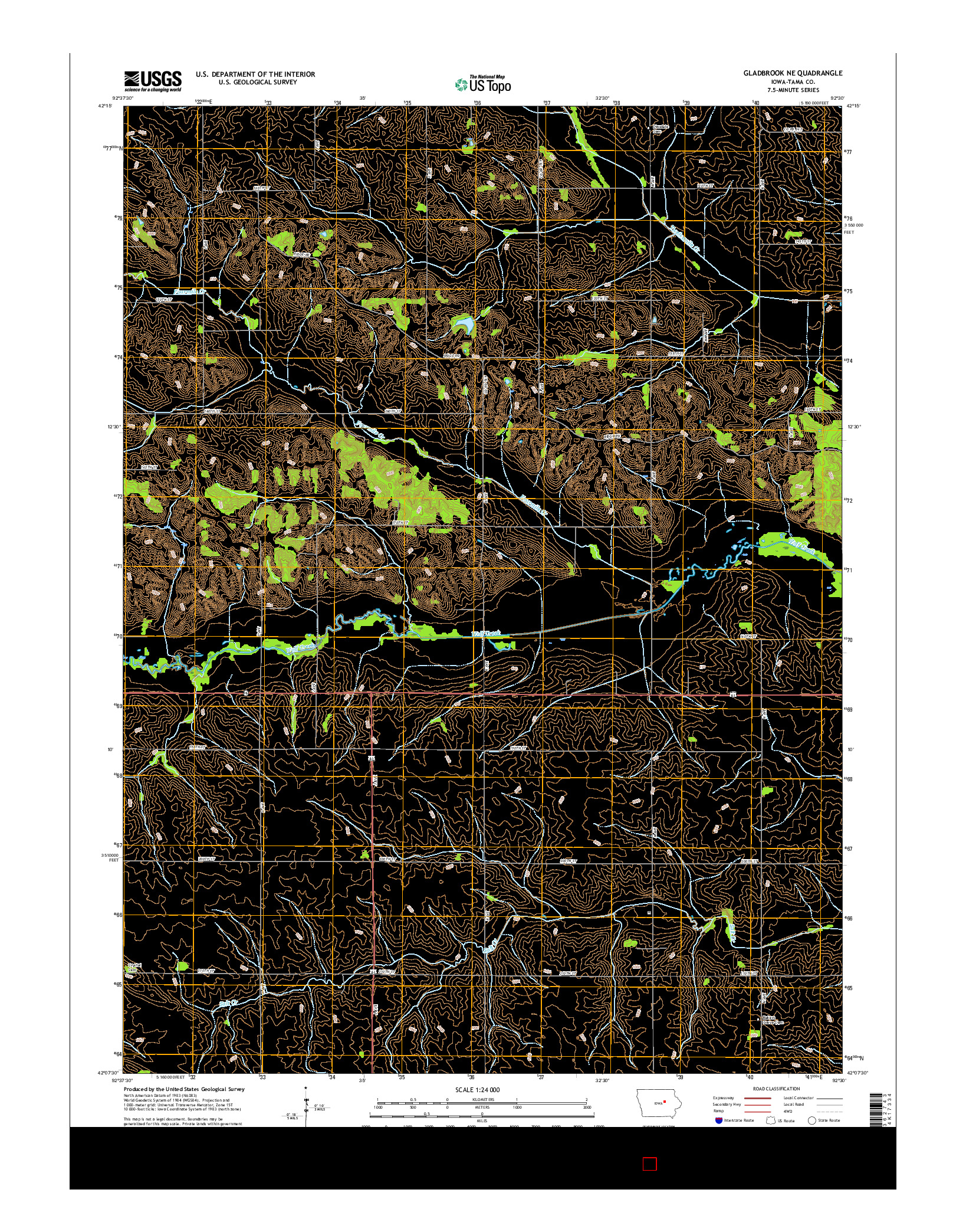 USGS US TOPO 7.5-MINUTE MAP FOR GLADBROOK NE, IA 2015