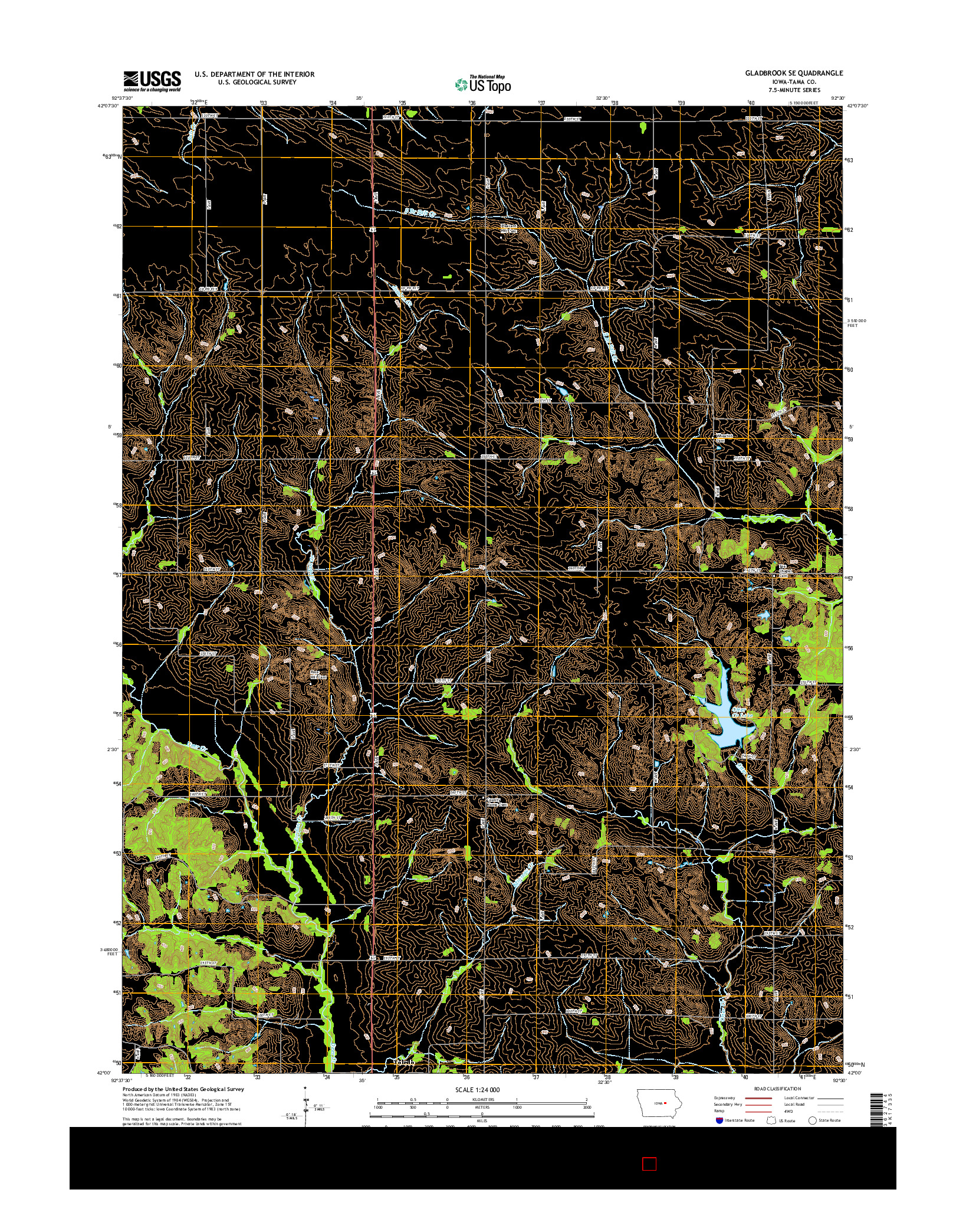 USGS US TOPO 7.5-MINUTE MAP FOR GLADBROOK SE, IA 2015