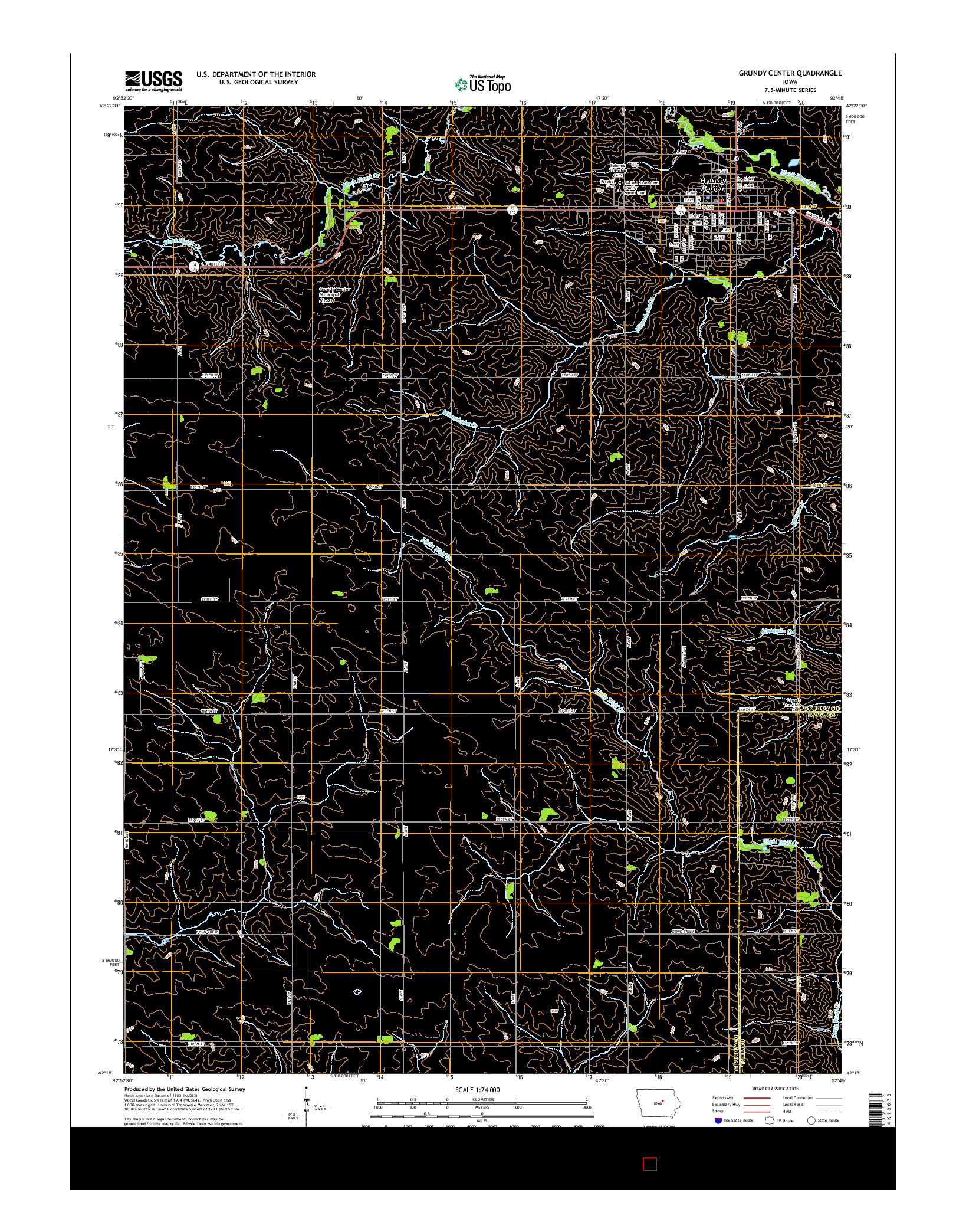 USGS US TOPO 7.5-MINUTE MAP FOR GRUNDY CENTER, IA 2015