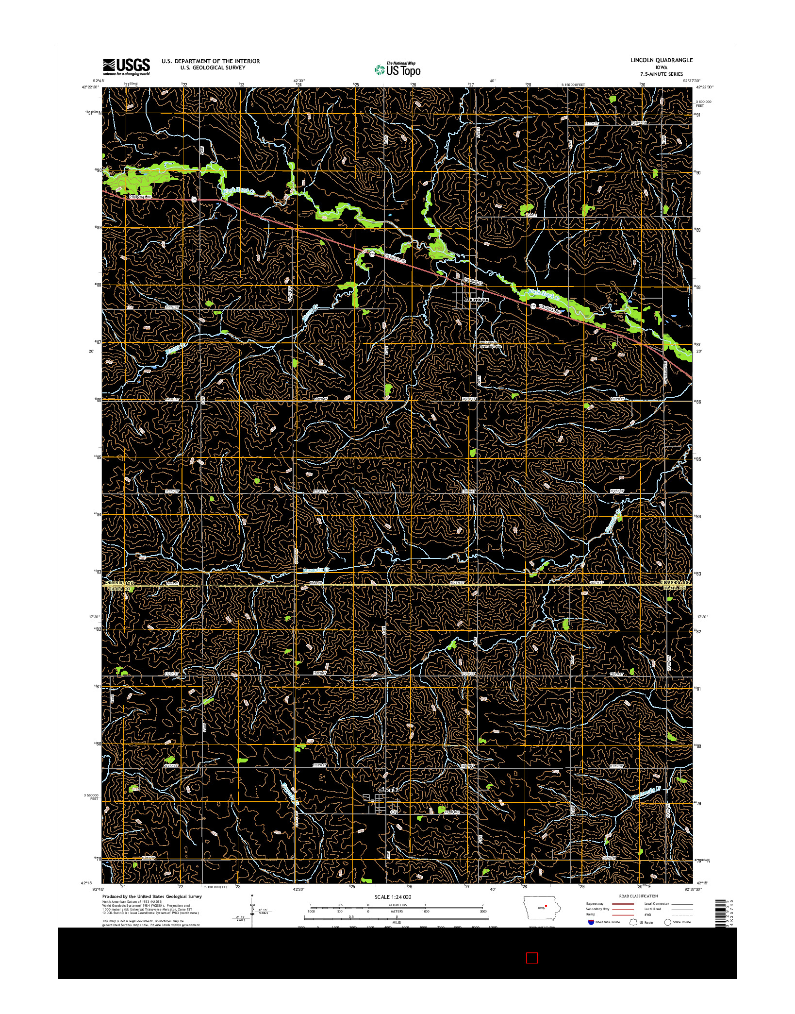 USGS US TOPO 7.5-MINUTE MAP FOR LINCOLN, IA 2015