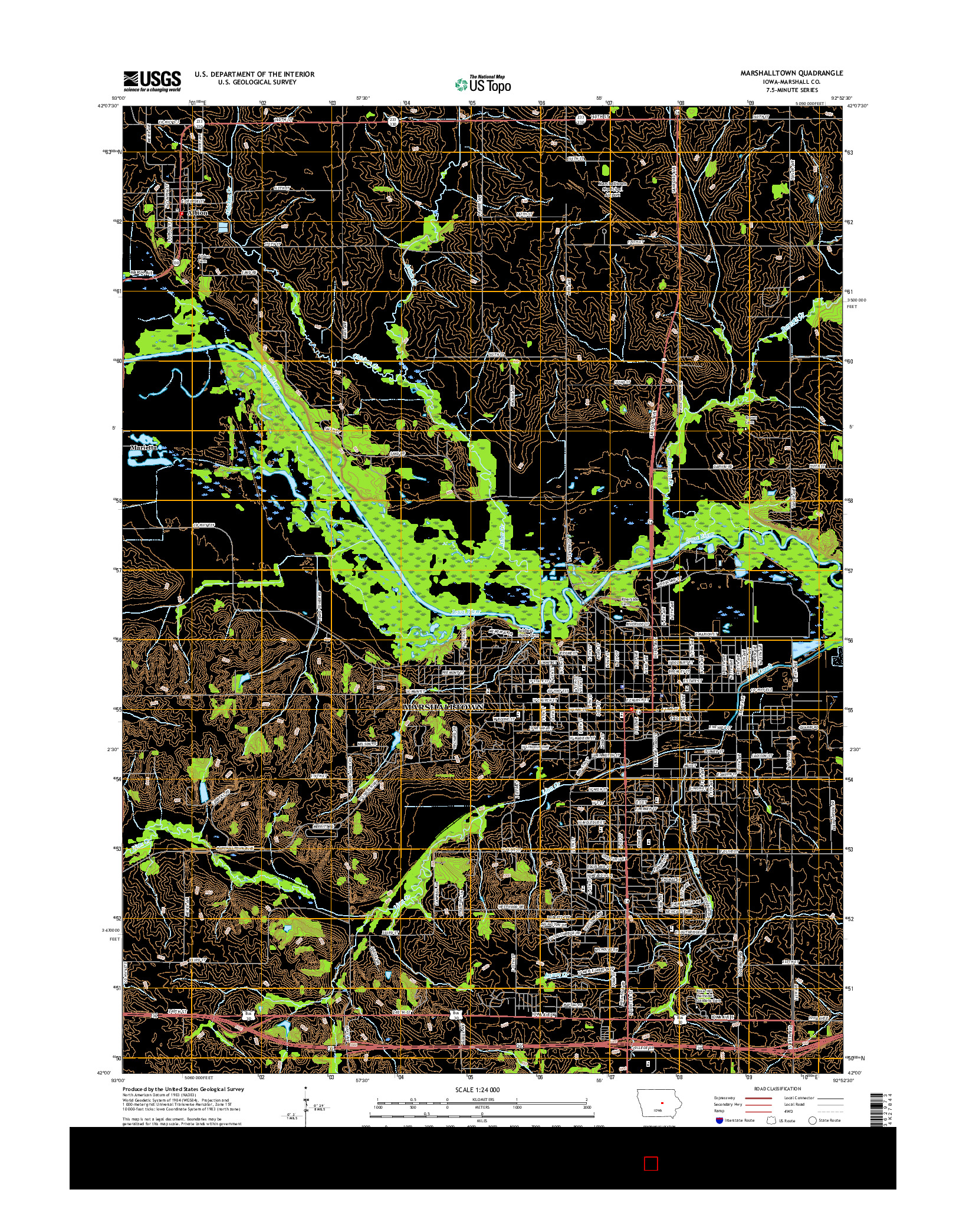 USGS US TOPO 7.5-MINUTE MAP FOR MARSHALLTOWN, IA 2015