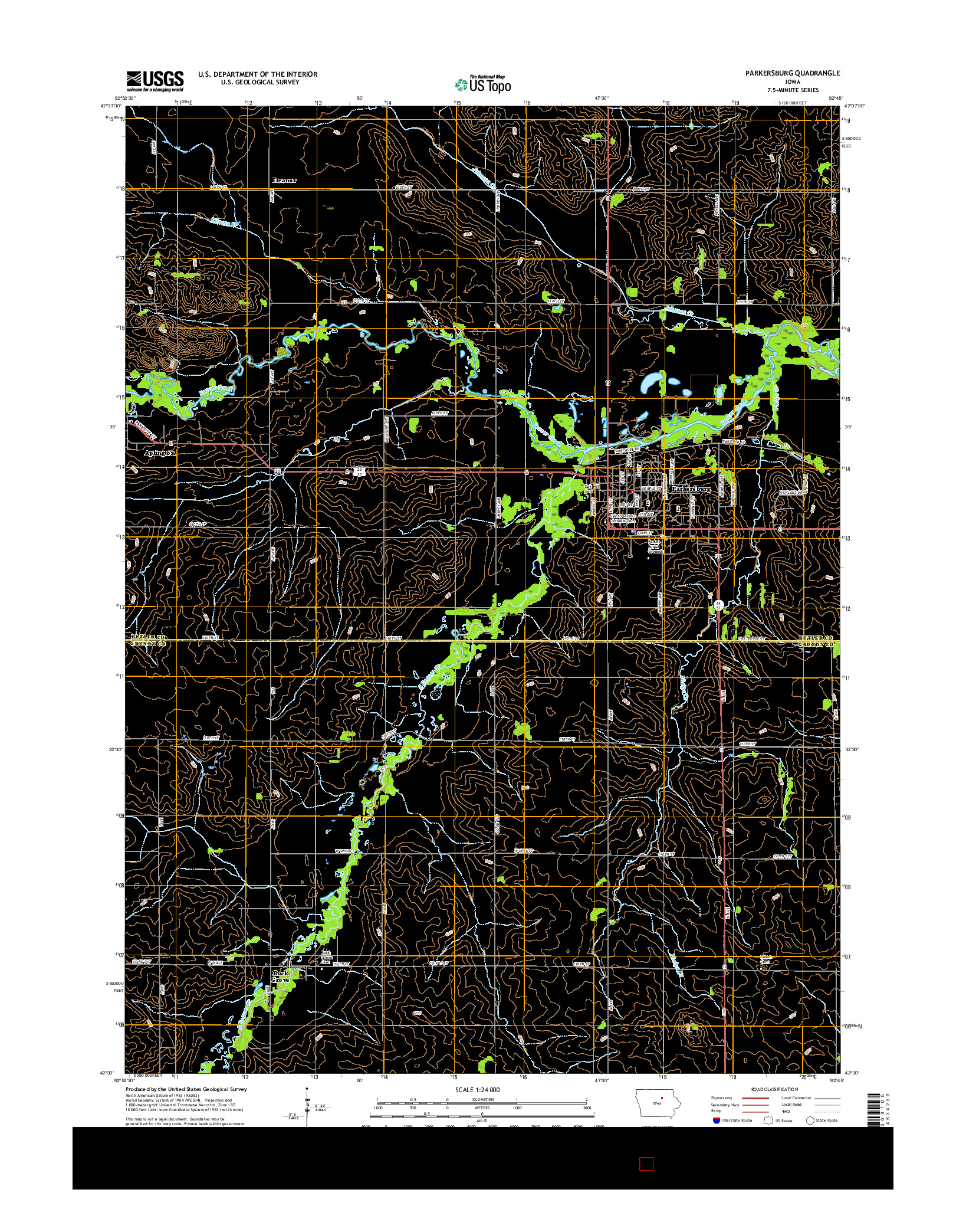 USGS US TOPO 7.5-MINUTE MAP FOR PARKERSBURG, IA 2015