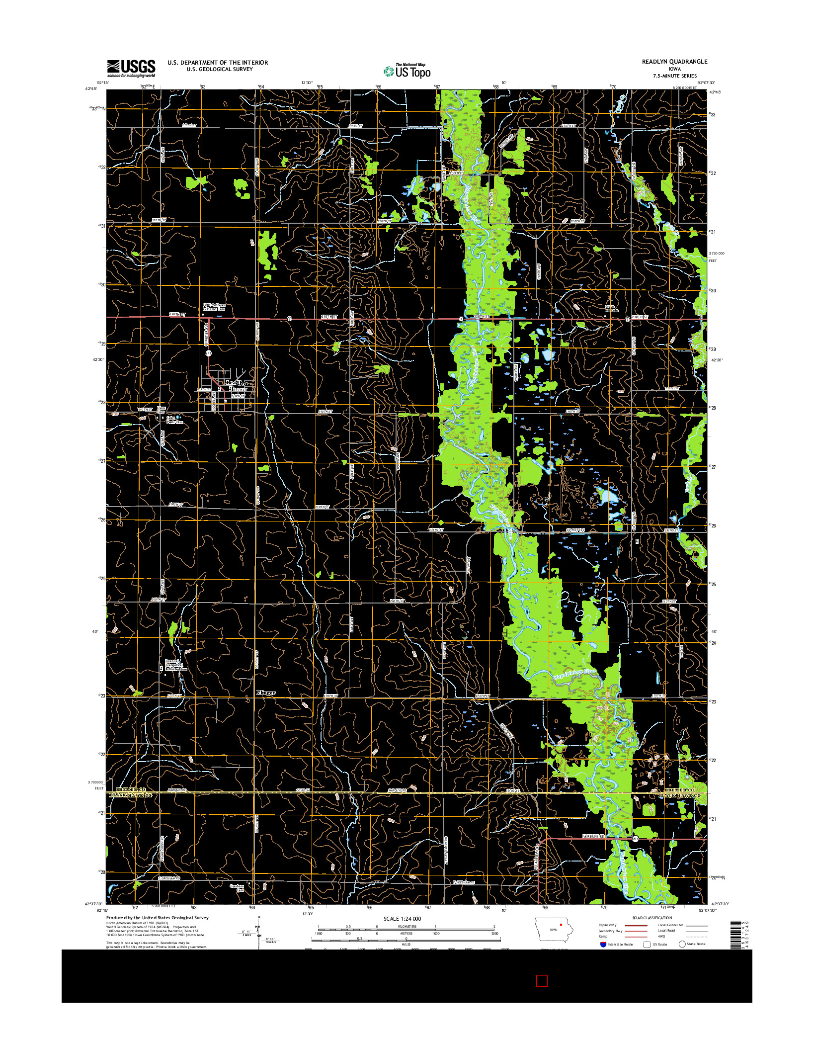 USGS US TOPO 7.5-MINUTE MAP FOR READLYN, IA 2015