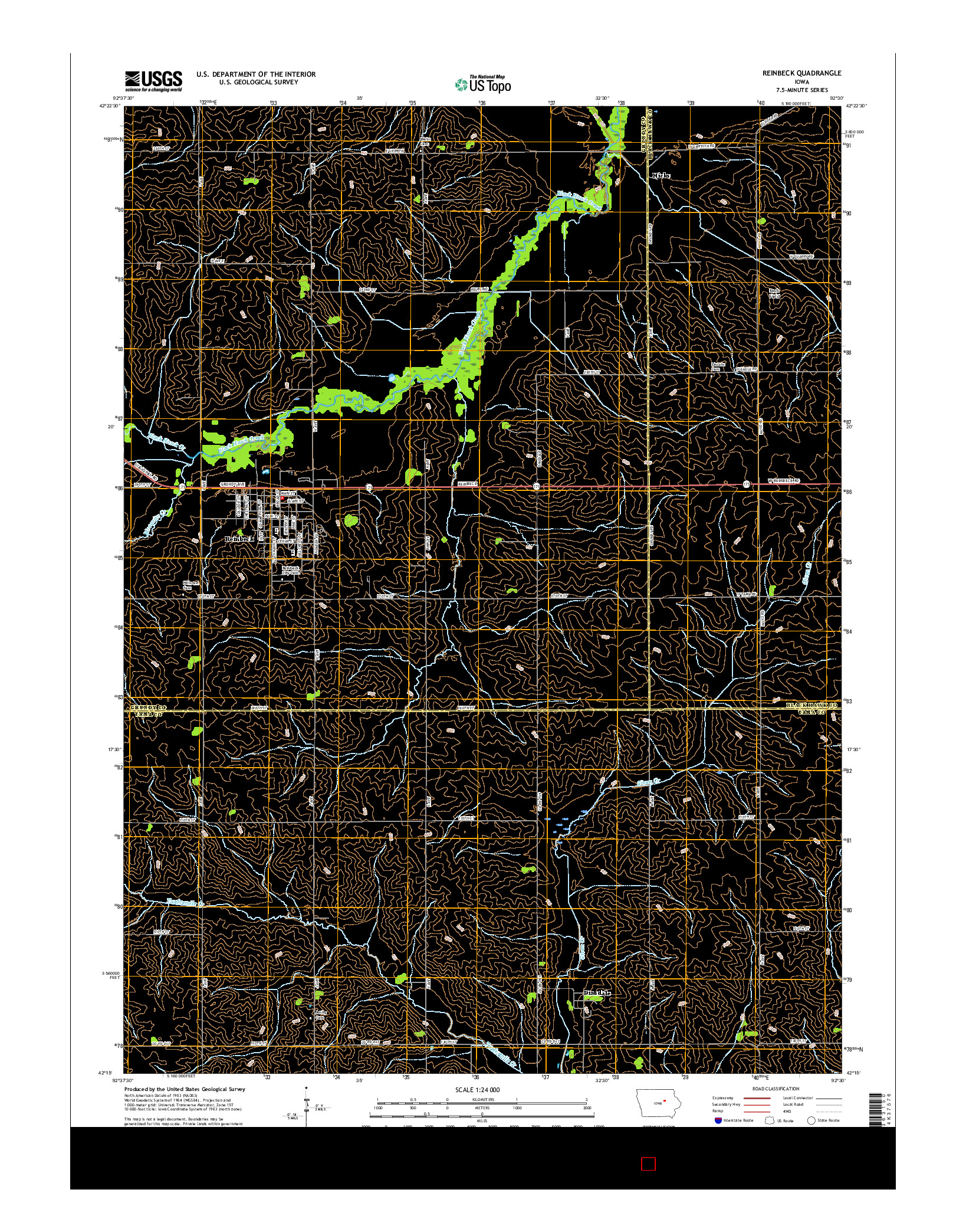 USGS US TOPO 7.5-MINUTE MAP FOR REINBECK, IA 2015