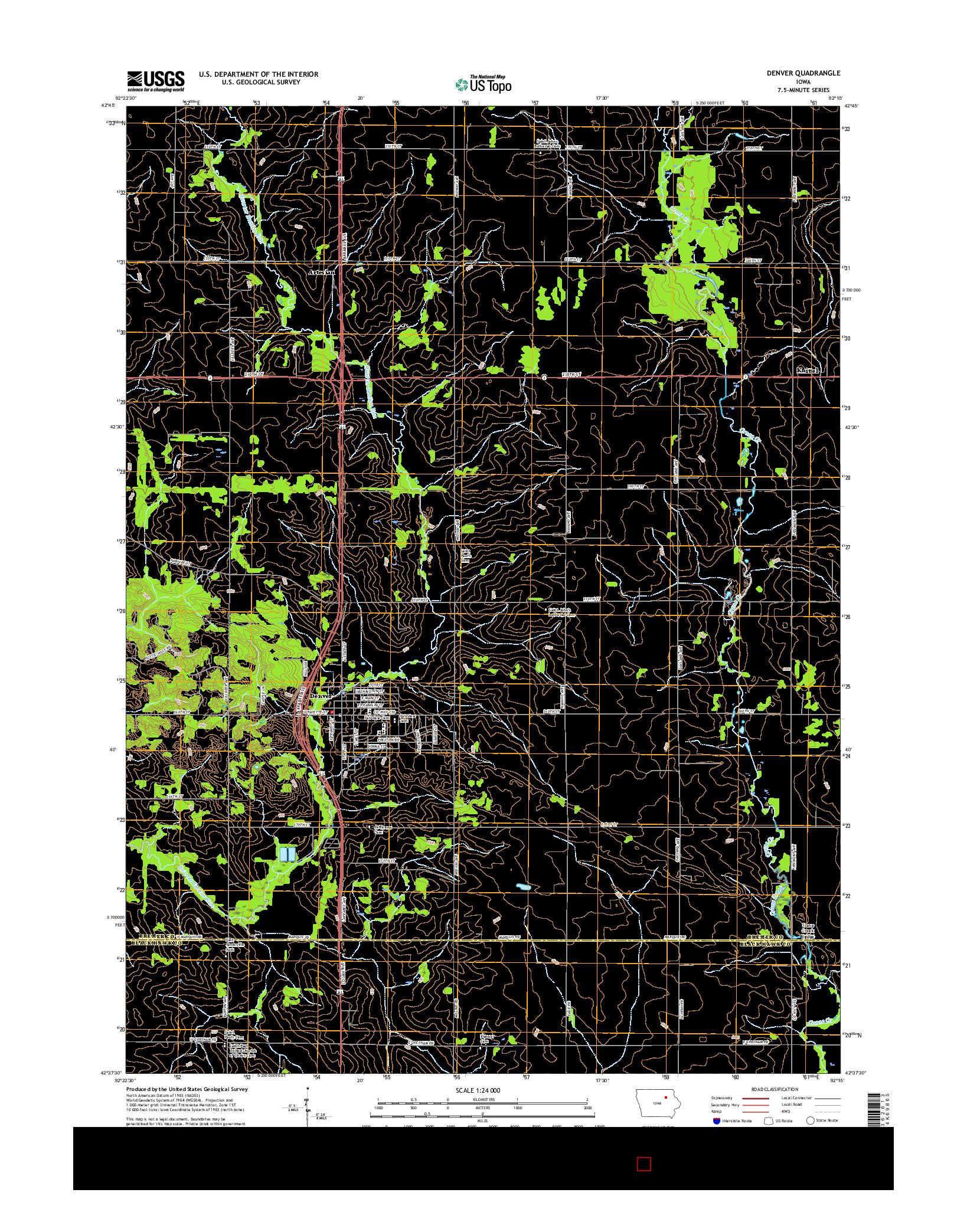 USGS US TOPO 7.5-MINUTE MAP FOR DENVER, IA 2015