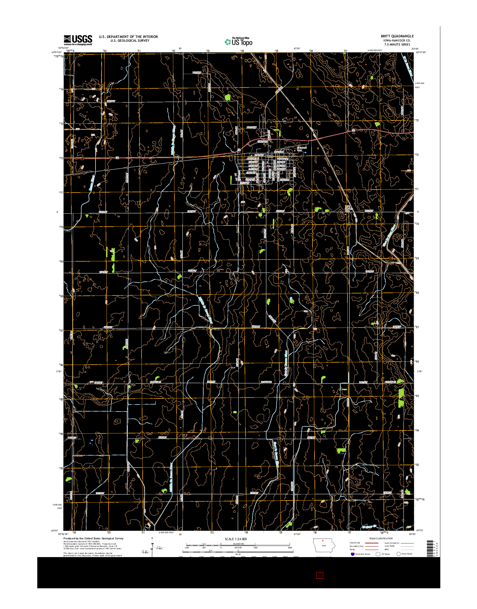 USGS US TOPO 7.5-MINUTE MAP FOR BRITT, IA 2015