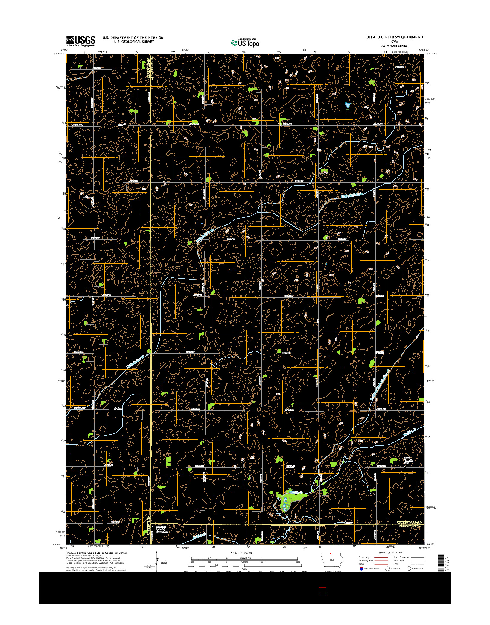 USGS US TOPO 7.5-MINUTE MAP FOR BUFFALO CENTER SW, IA 2015