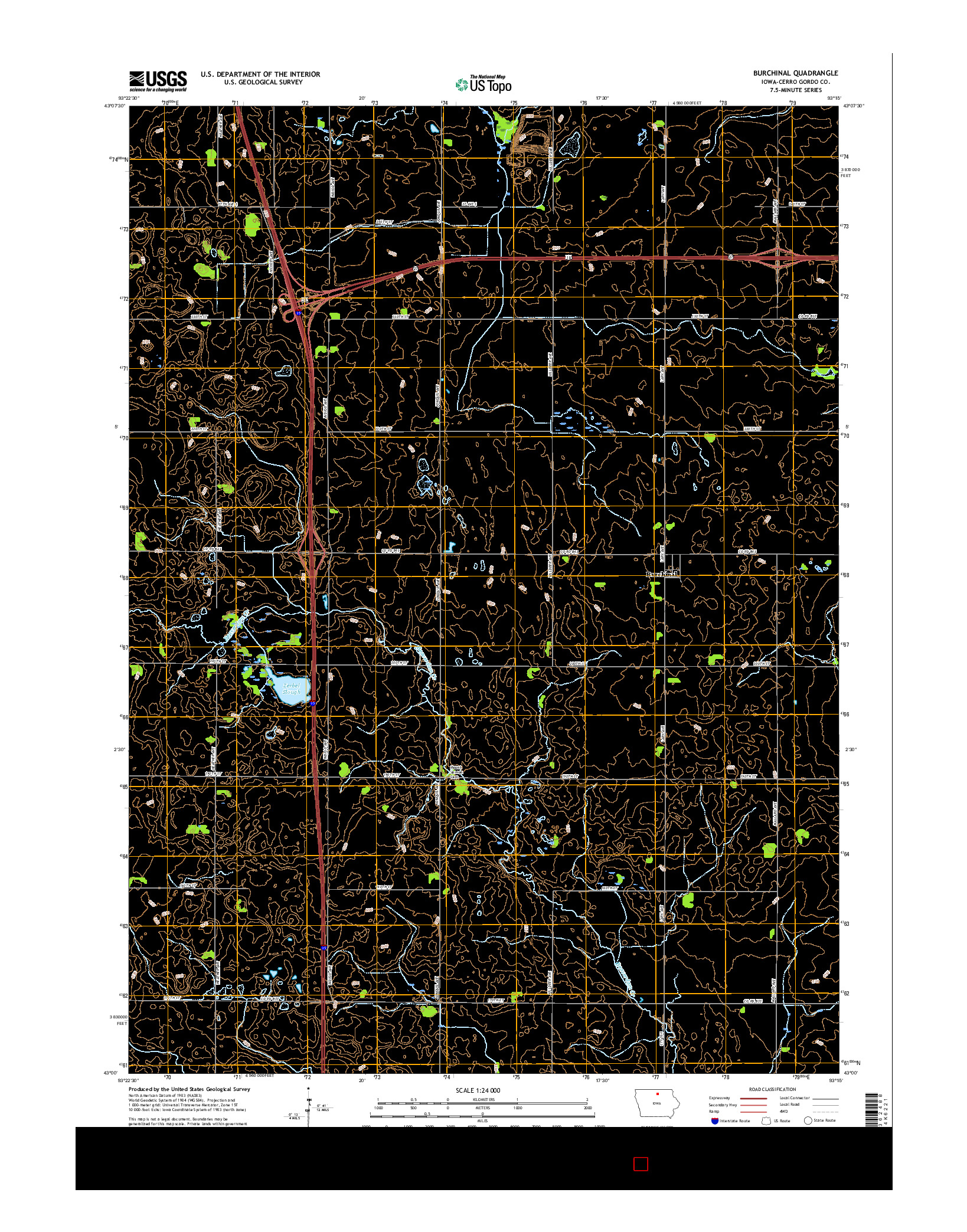 USGS US TOPO 7.5-MINUTE MAP FOR BURCHINAL, IA 2015