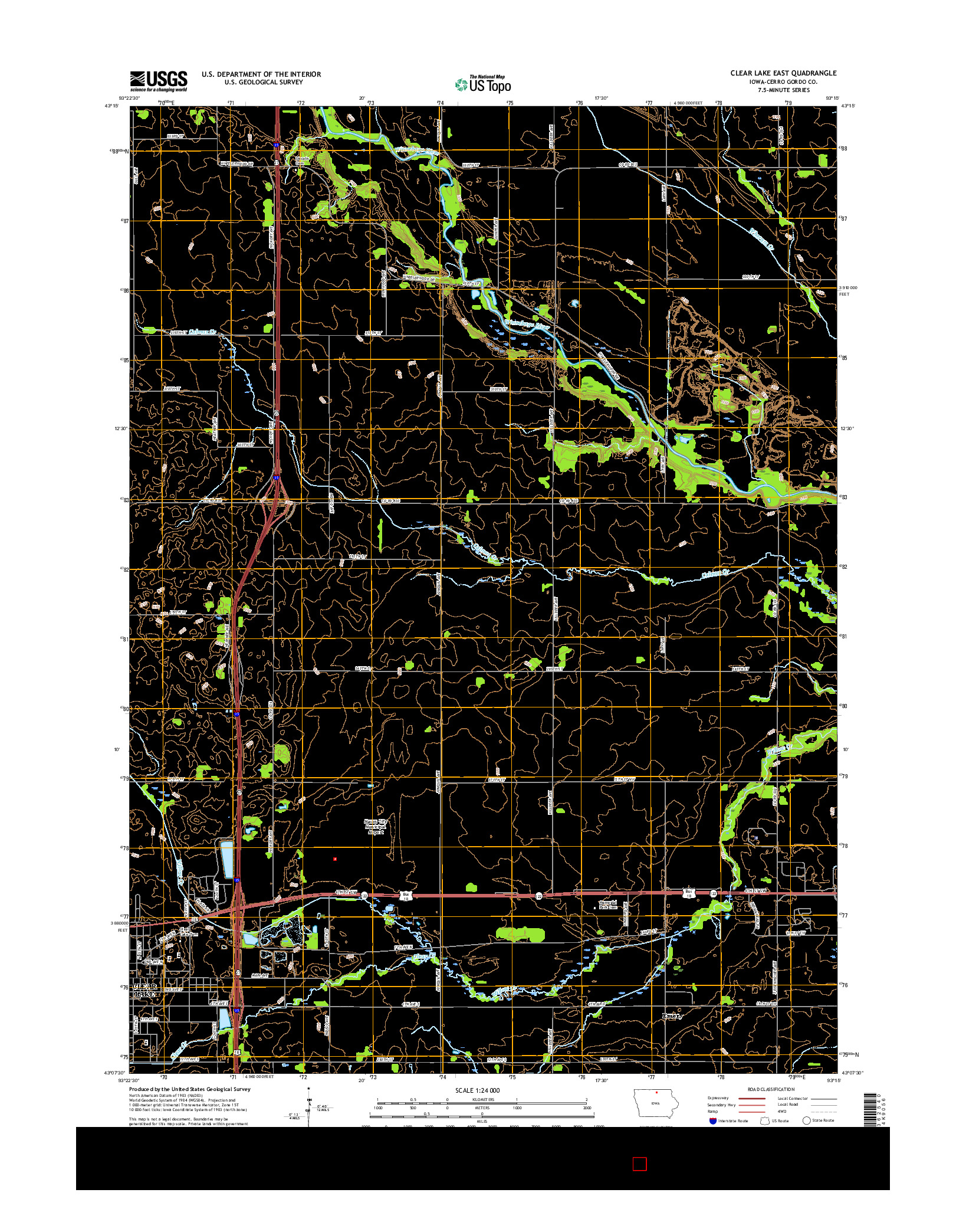 USGS US TOPO 7.5-MINUTE MAP FOR CLEAR LAKE EAST, IA 2015