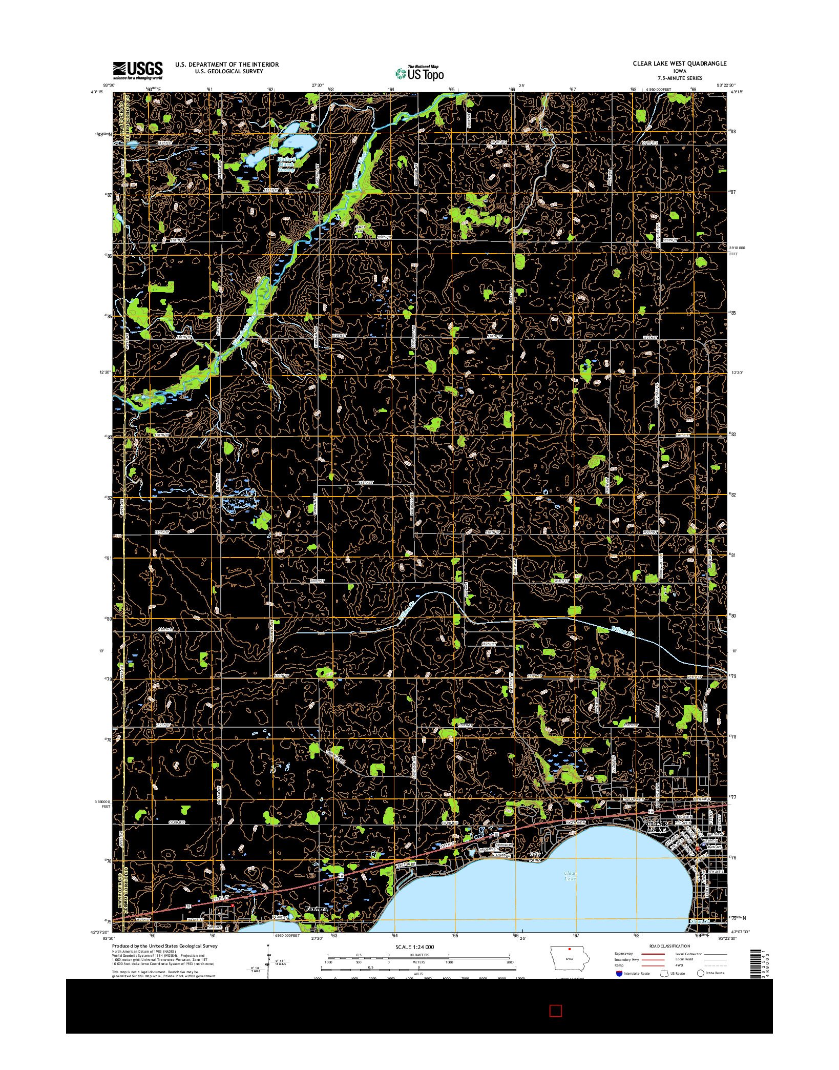 USGS US TOPO 7.5-MINUTE MAP FOR CLEAR LAKE WEST, IA 2015