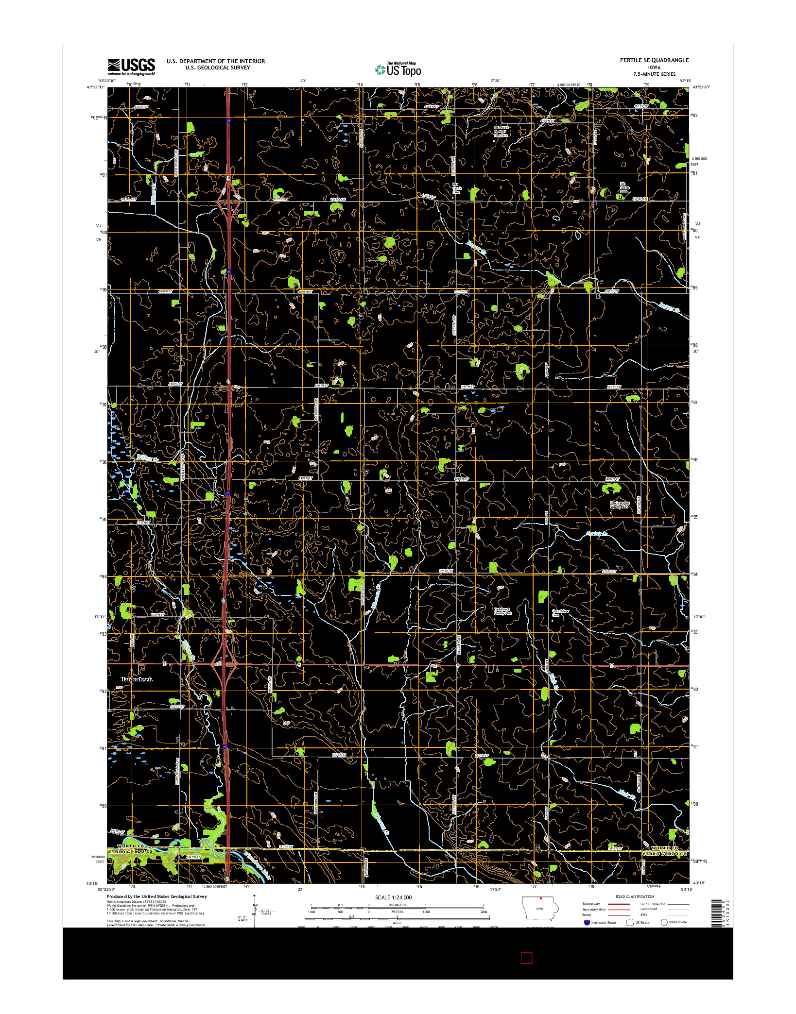 USGS US TOPO 7.5-MINUTE MAP FOR FERTILE SE, IA 2015