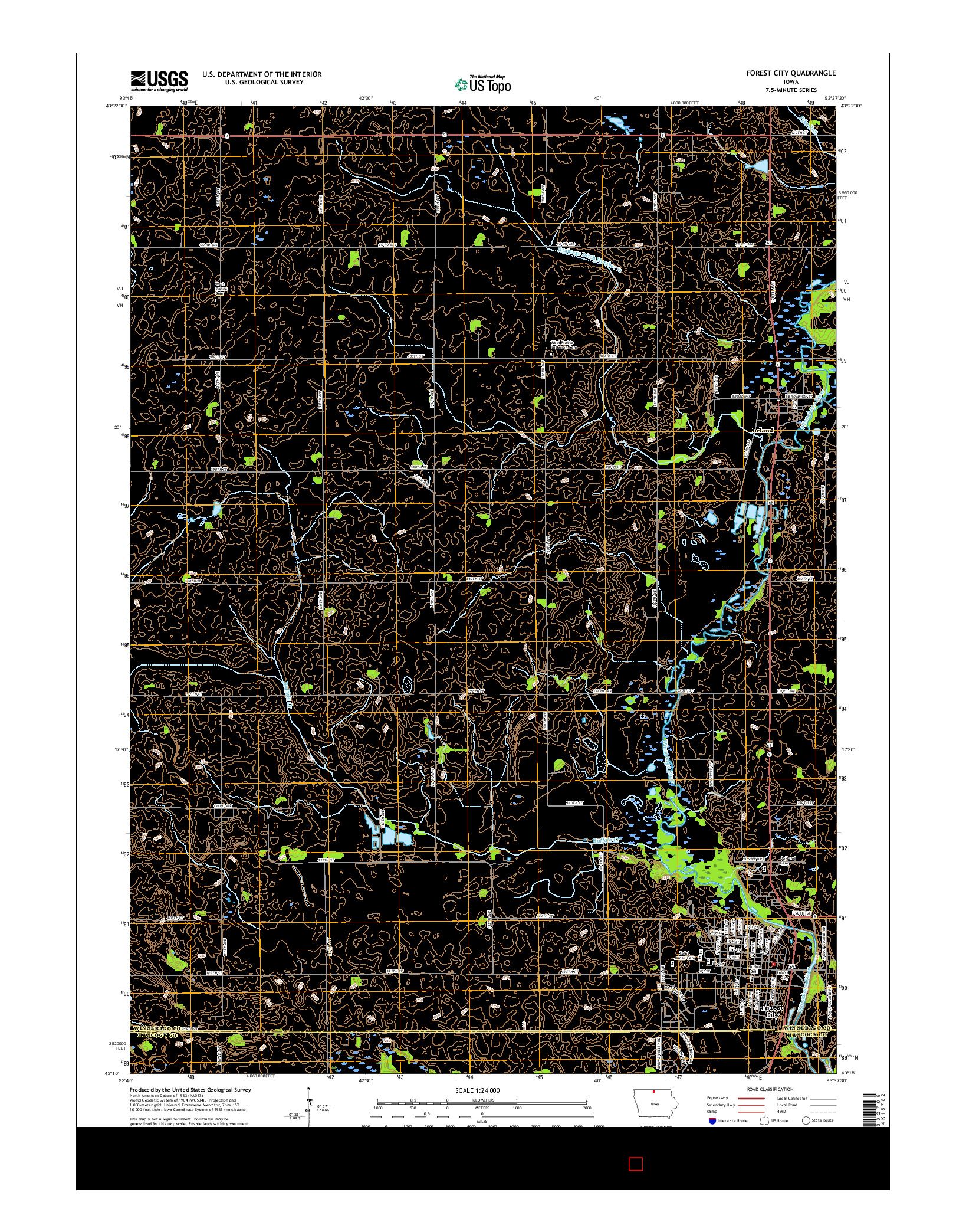USGS US TOPO 7.5-MINUTE MAP FOR FOREST CITY, IA 2015