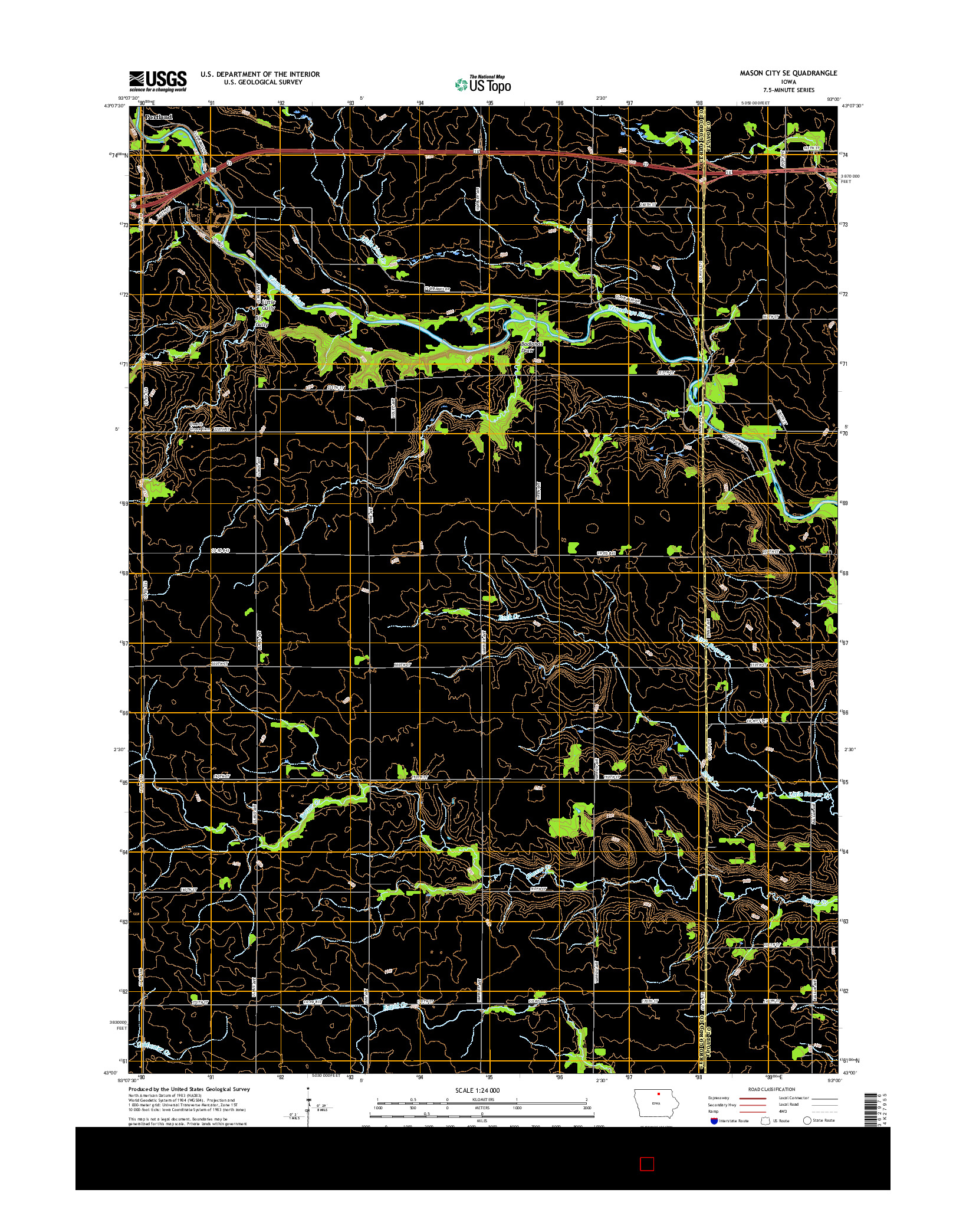 USGS US TOPO 7.5-MINUTE MAP FOR MASON CITY SE, IA 2015