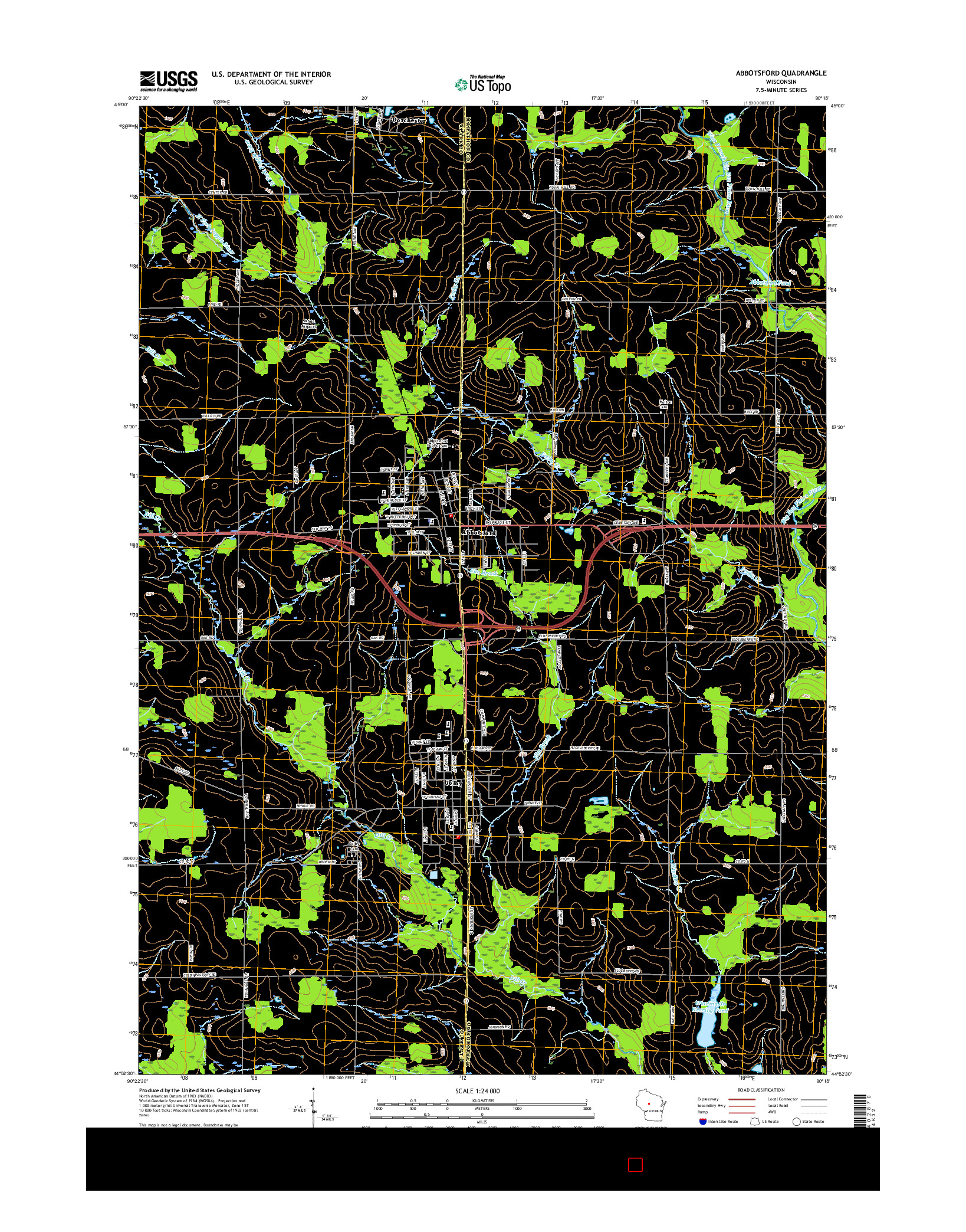 USGS US TOPO 7.5-MINUTE MAP FOR ABBOTSFORD, WI 2015