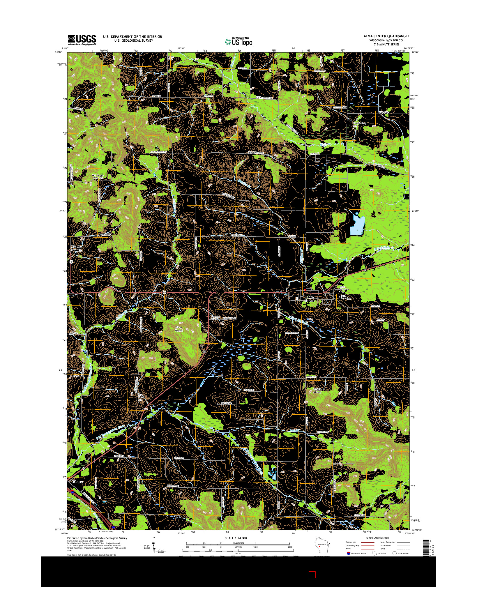 USGS US TOPO 7.5-MINUTE MAP FOR ALMA CENTER, WI 2015