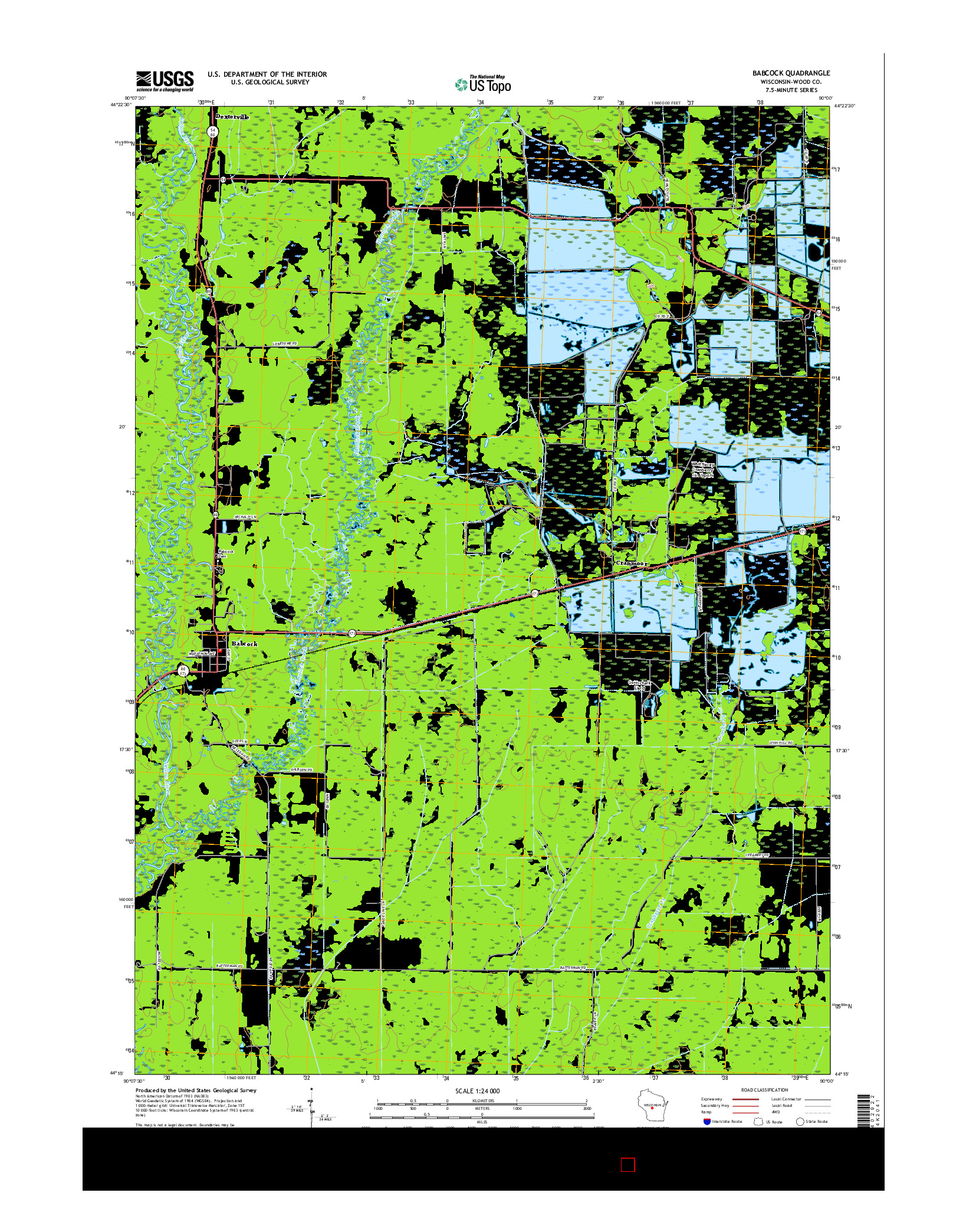 USGS US TOPO 7.5-MINUTE MAP FOR BABCOCK, WI 2015