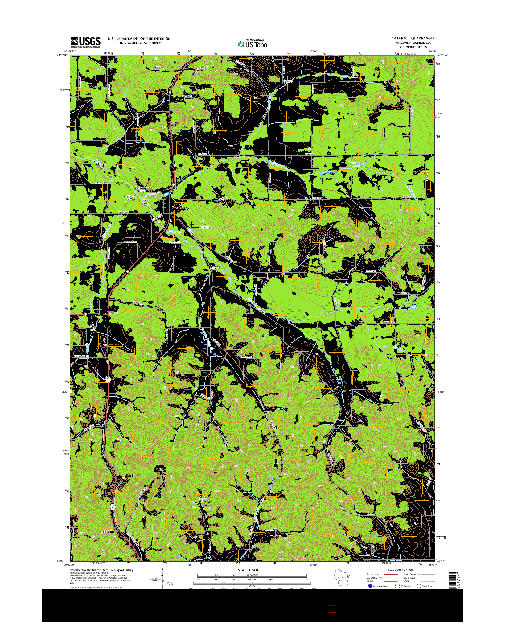 USGS US TOPO 7.5-MINUTE MAP FOR CATARACT, WI 2015