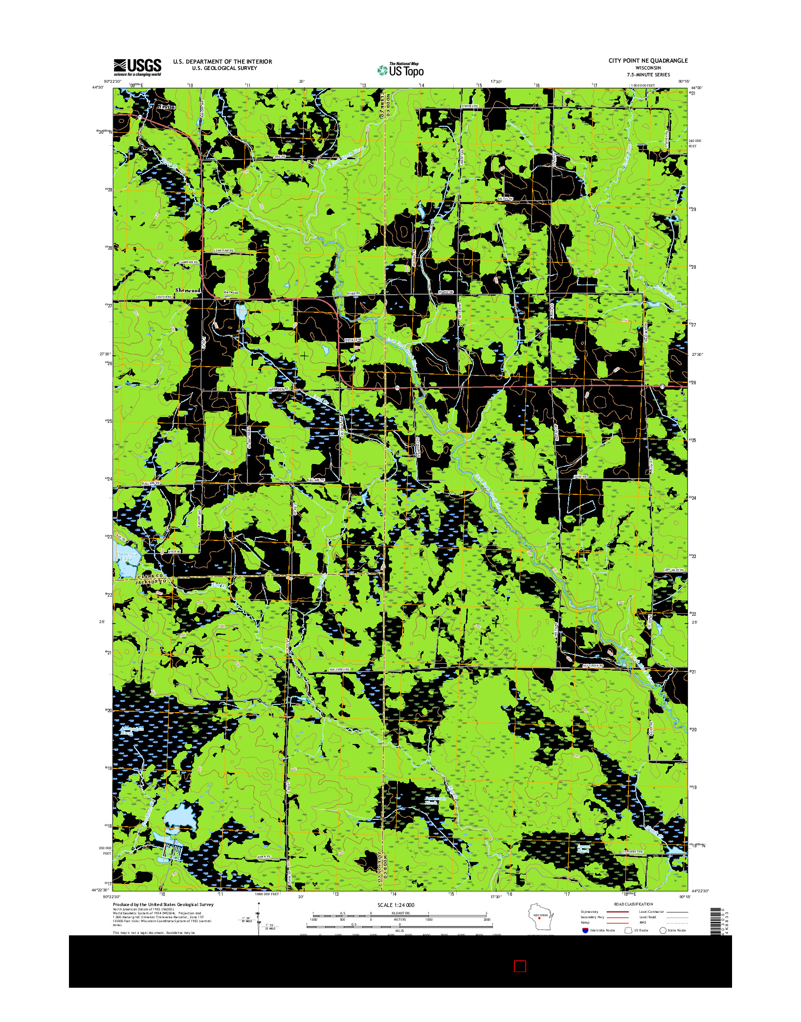 USGS US TOPO 7.5-MINUTE MAP FOR CITY POINT NE, WI 2015