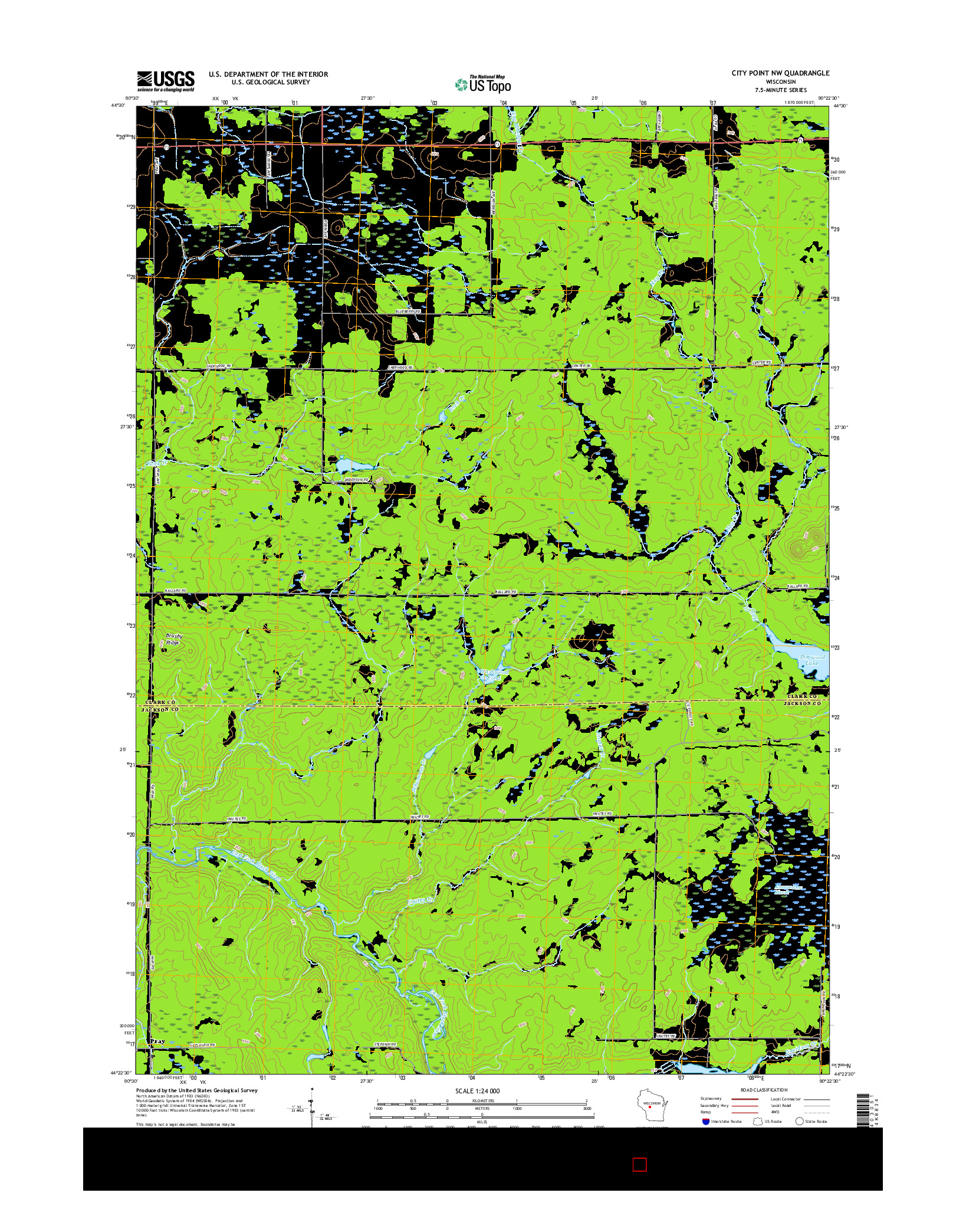 USGS US TOPO 7.5-MINUTE MAP FOR CITY POINT NW, WI 2015