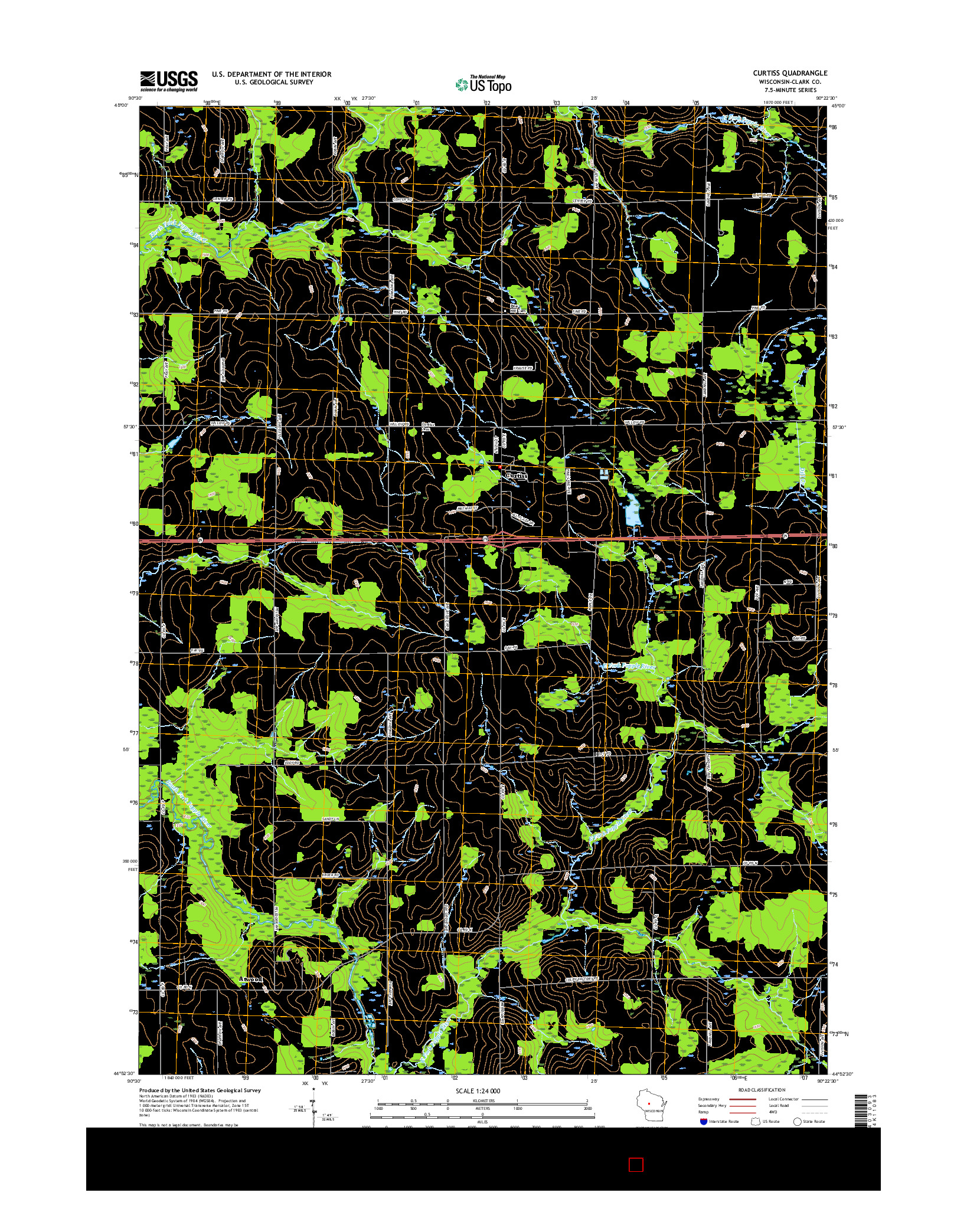 USGS US TOPO 7.5-MINUTE MAP FOR CURTISS, WI 2015