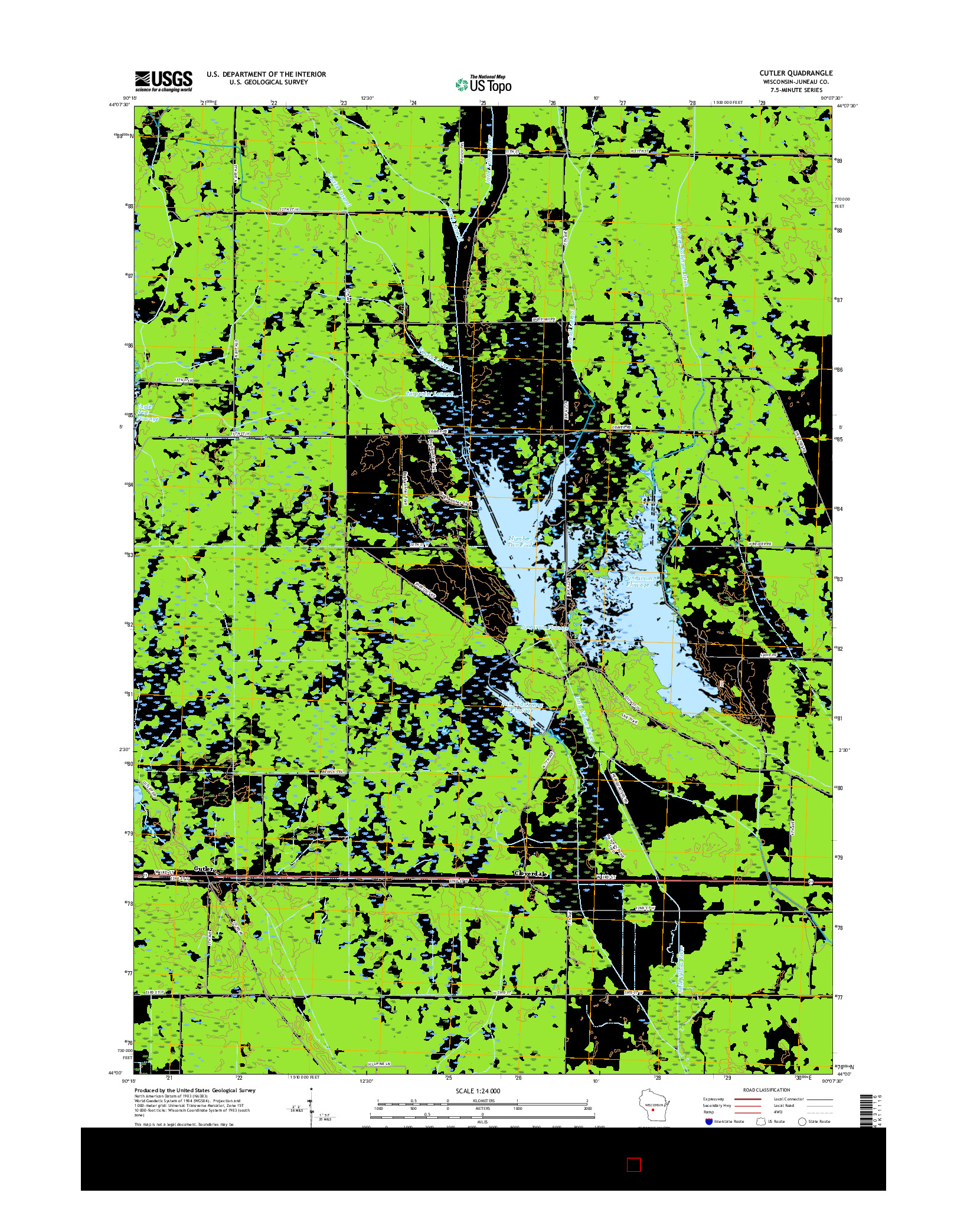 USGS US TOPO 7.5-MINUTE MAP FOR CUTLER, WI 2015