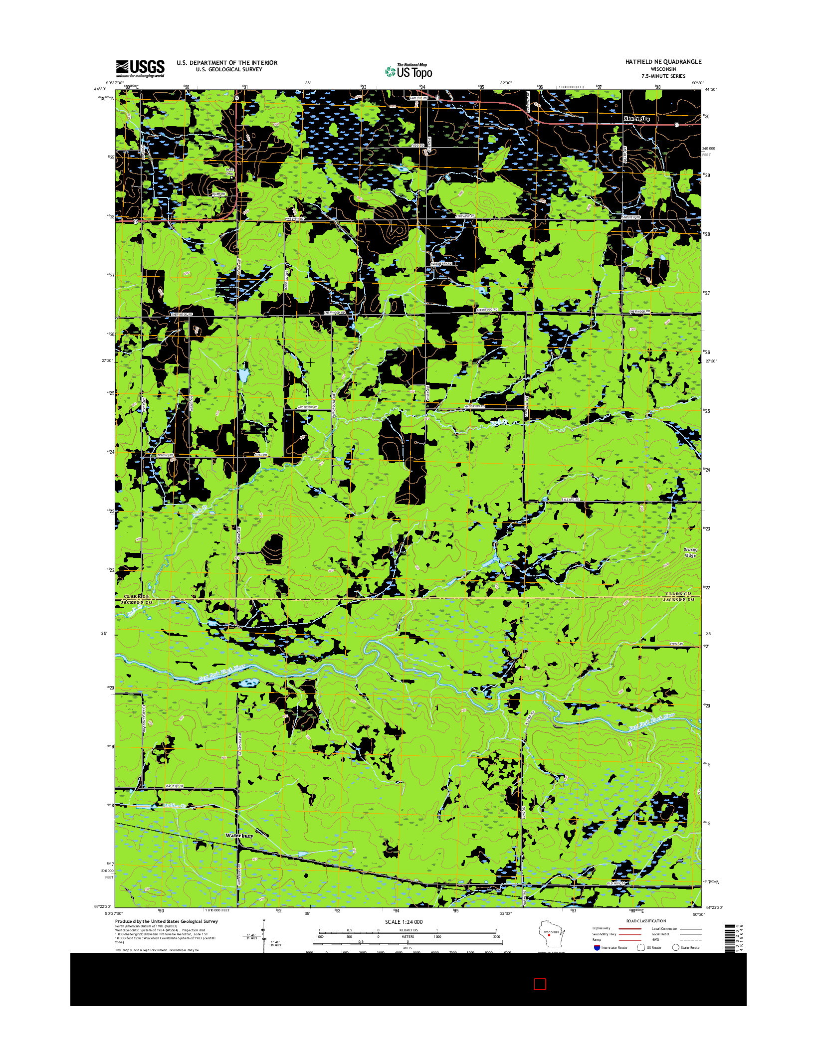 USGS US TOPO 7.5-MINUTE MAP FOR HATFIELD NE, WI 2015